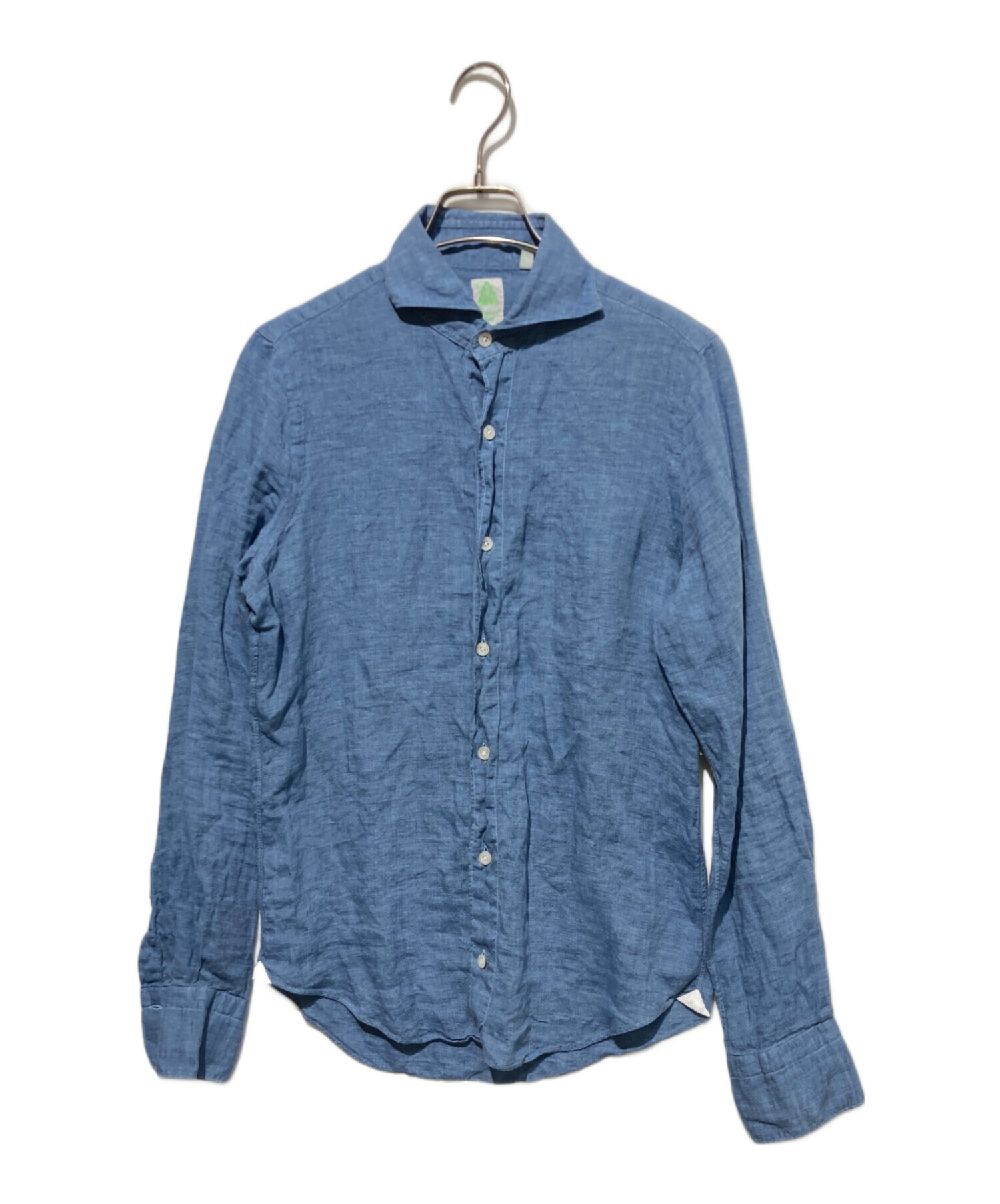 【極美品】フィナモレ リネン100% ワイドカラーシャツ 伊製 サックスブルー 中古・古着通販】finamore (フィナモレ) ワイドカラーリネン