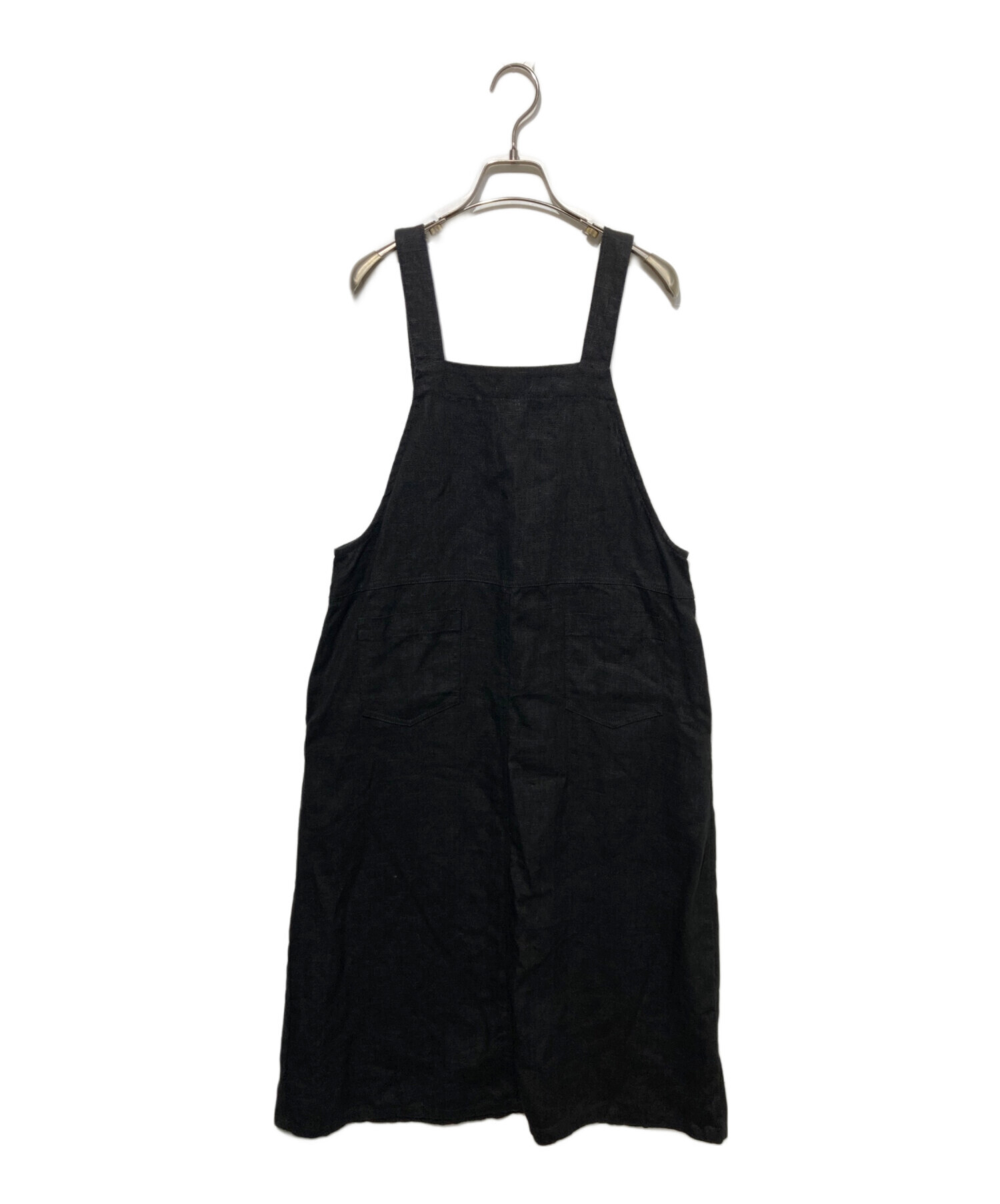 フォグリネンワークfog linen work リネンサロンドレス 美品 黒 中古・古着通販】fog linen work (フォグリネンワーク) リネン