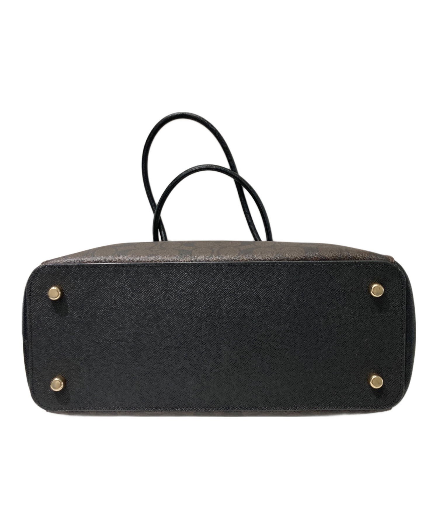 【美品】COACH コーチ シグネチャー ハンドバッグ ブラウン　PVCレザー 中古・古着通販】COACH (コーチ) PVCレザー シグネチャーロゴ