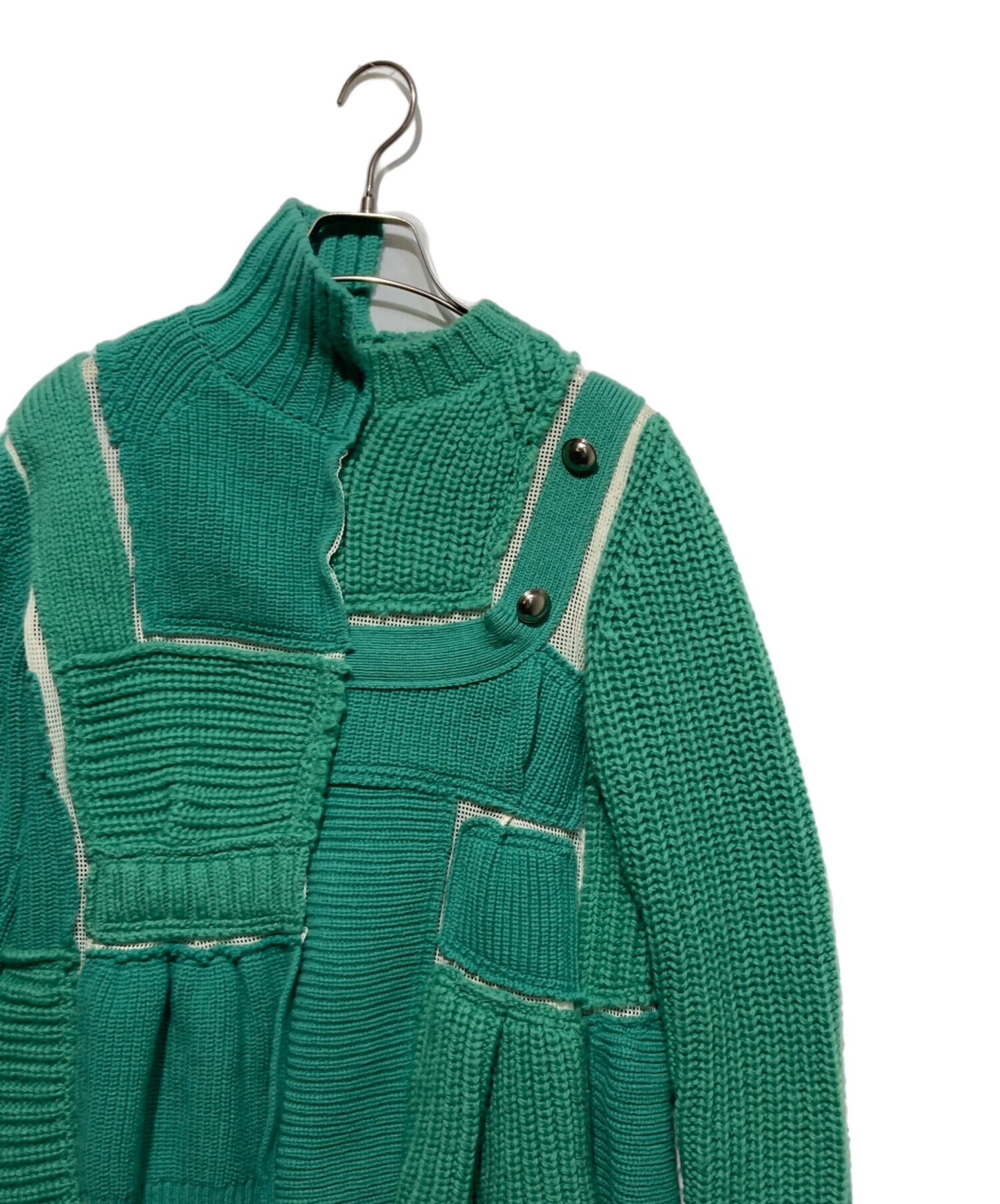 中古・古着通販】sacai (サカイ) パッチワーク ニット グリーン サイズ