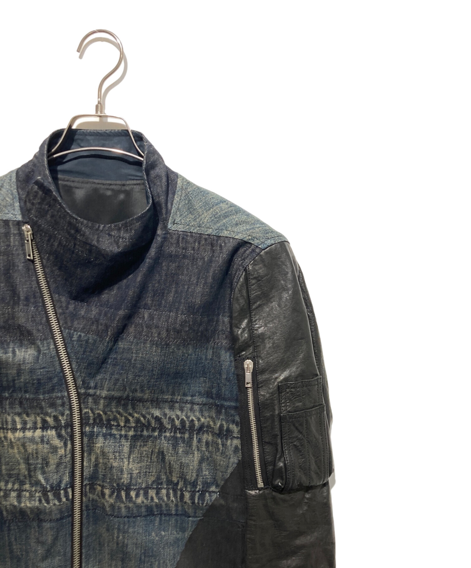 中古・古着通販】RICK OWENS (リックオウエンス) デニム切替レザー