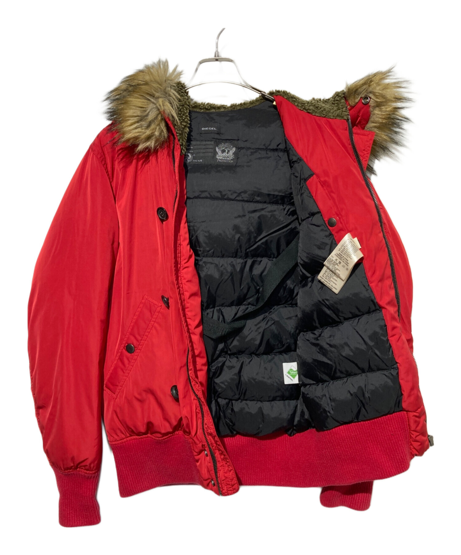 美品 DIESEL ディーゼル N-2B フライトジャケット L 赤 国内正規品 中古・古着通販】DIESEL (ディーゼル) WESKIMO-2 JACKET N-2B フライト