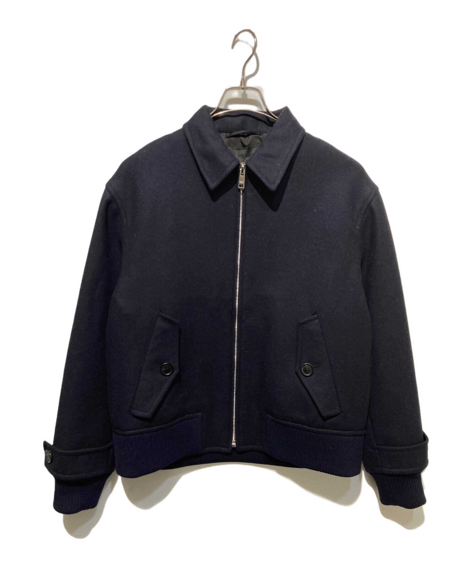 中古・古着通販】PRADA (プラダ) ウールジップアップブルゾン ネイビー