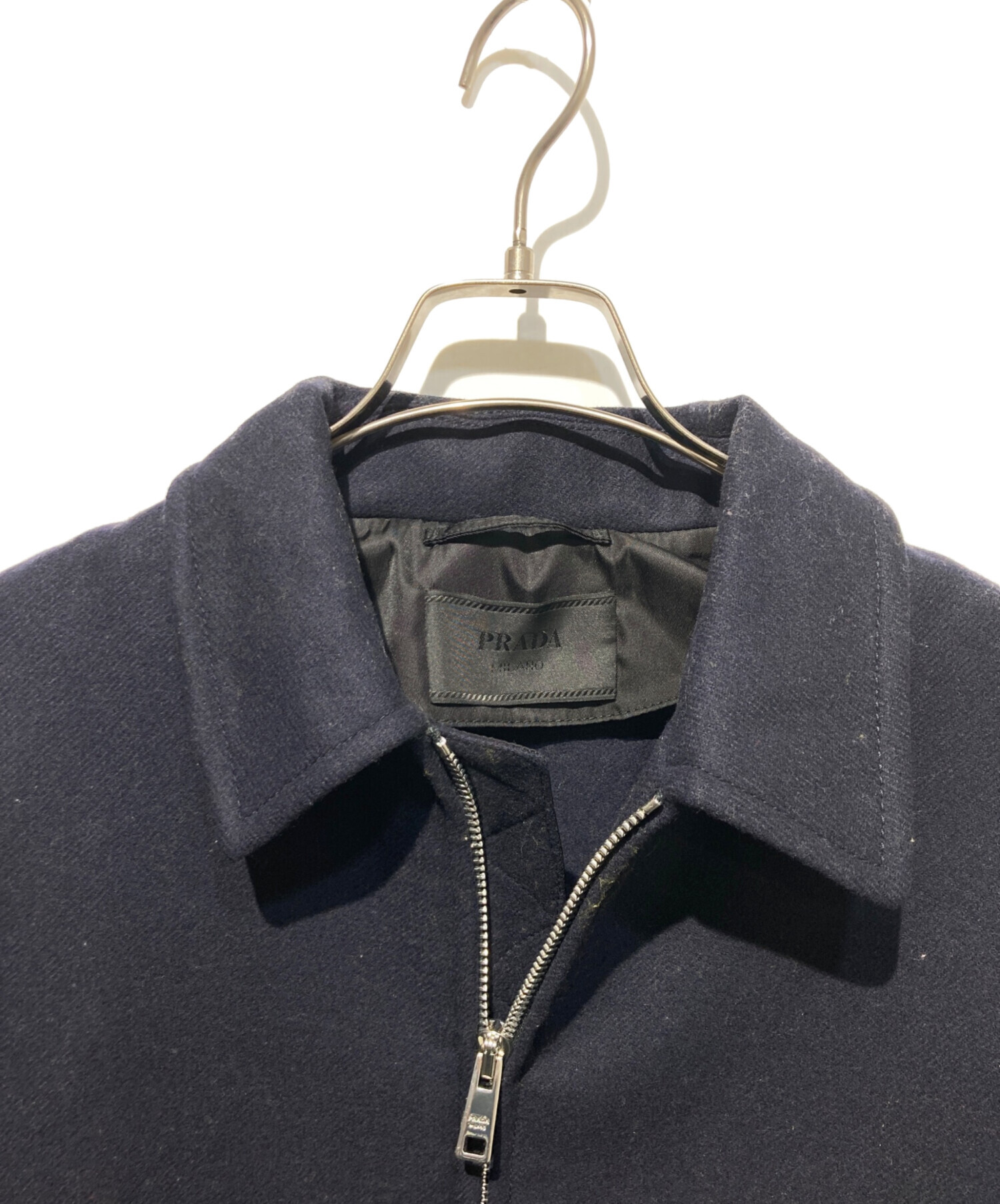 中古・古着通販】PRADA (プラダ) ウールジップアップブルゾン ネイビー