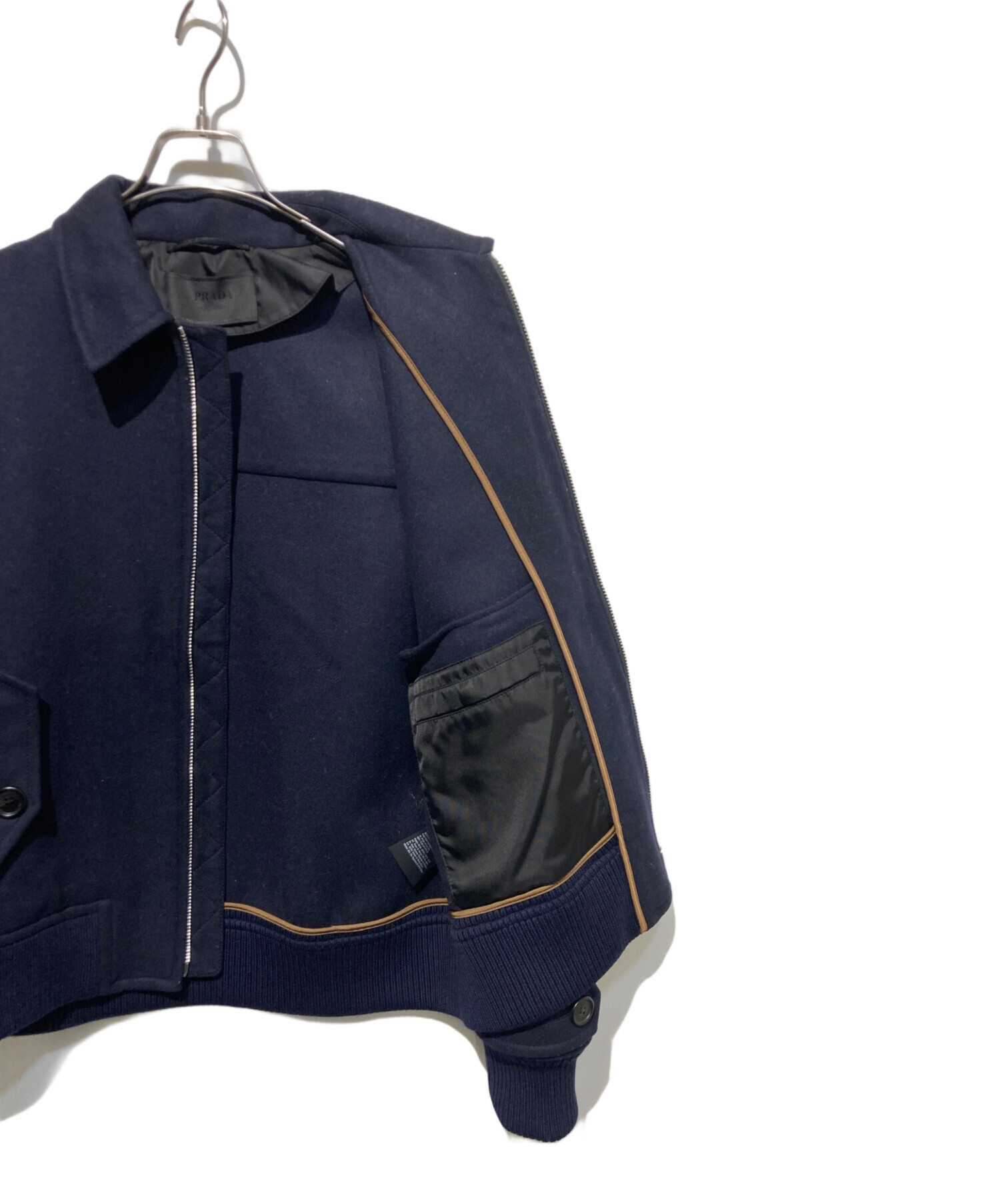 【PRADA】プラダ　ネイビー ジップアップ ジャンパー ブルゾン 中古・古着通販】PRADA (プラダ) ウールジップアップブルゾン ネイビー