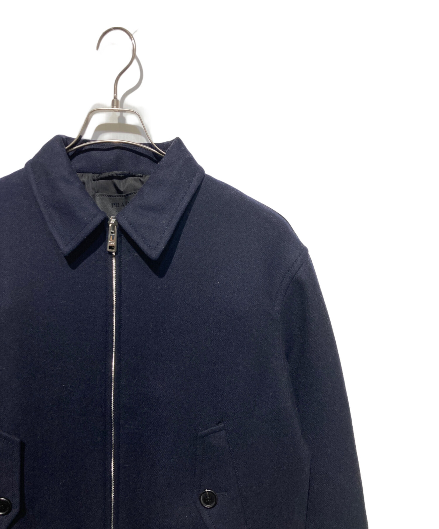 【PRADA】プラダ　ネイビー ジップアップ ジャンパー ブルゾン 中古・古着通販】PRADA (プラダ) ウールジップアップブルゾン ネイビー
