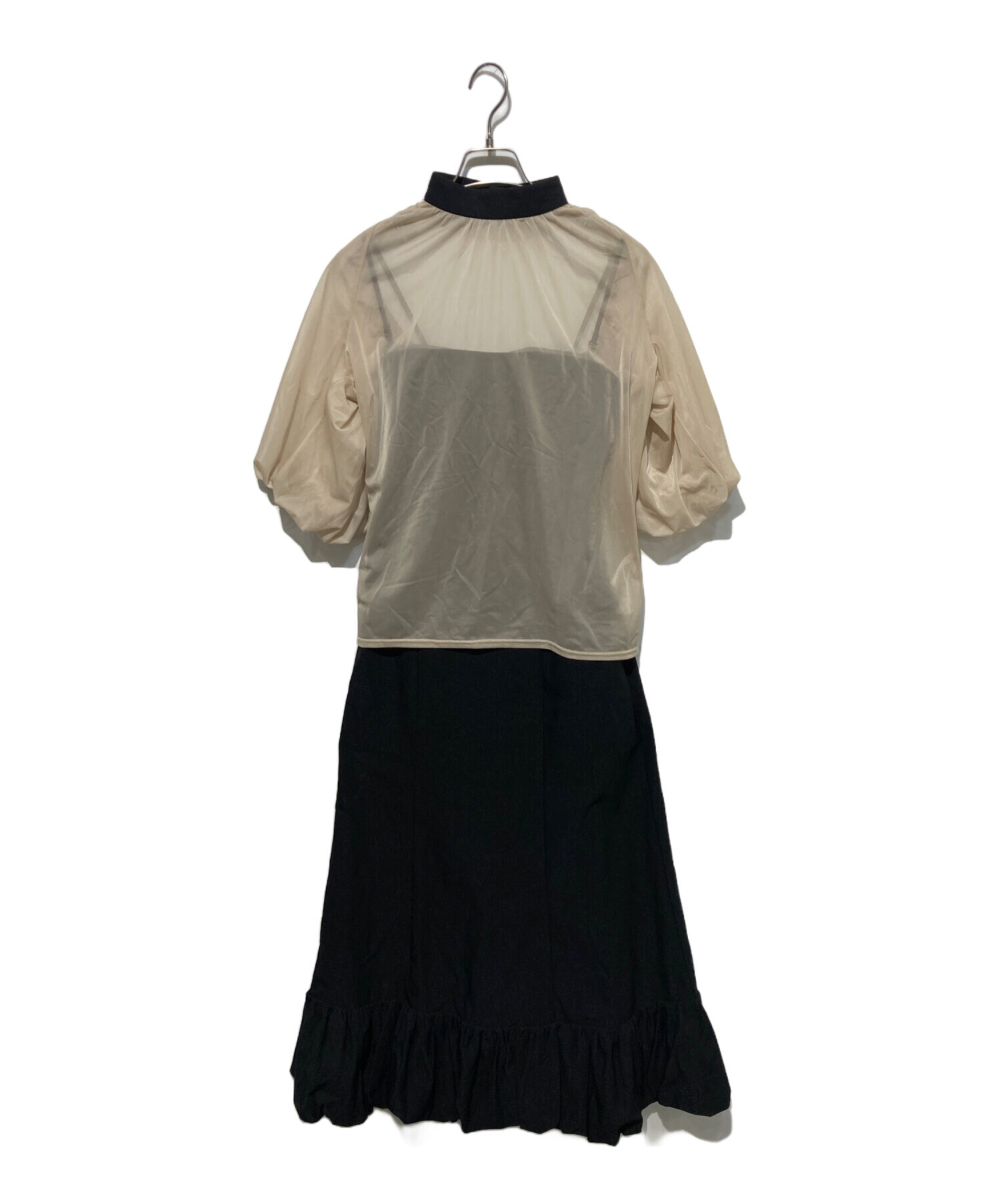 中古・古着通販】Ameri (アメリ) LAYERED BALLOON HEM DRESS ベージュ 