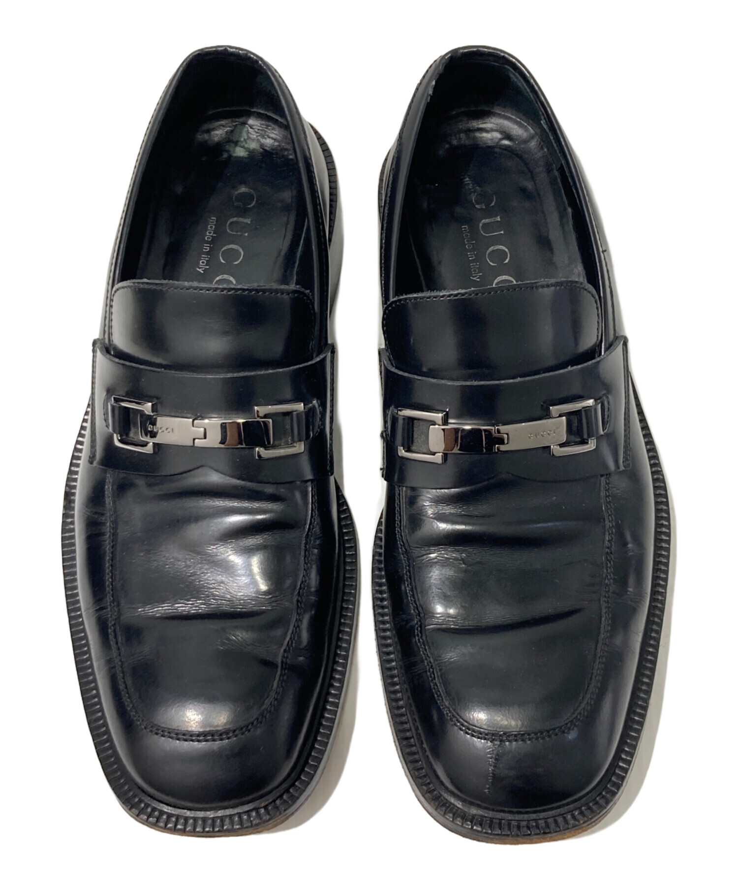 中古・古着通販】GUCCI (グッチ) スクエアビットローファー ブラック 