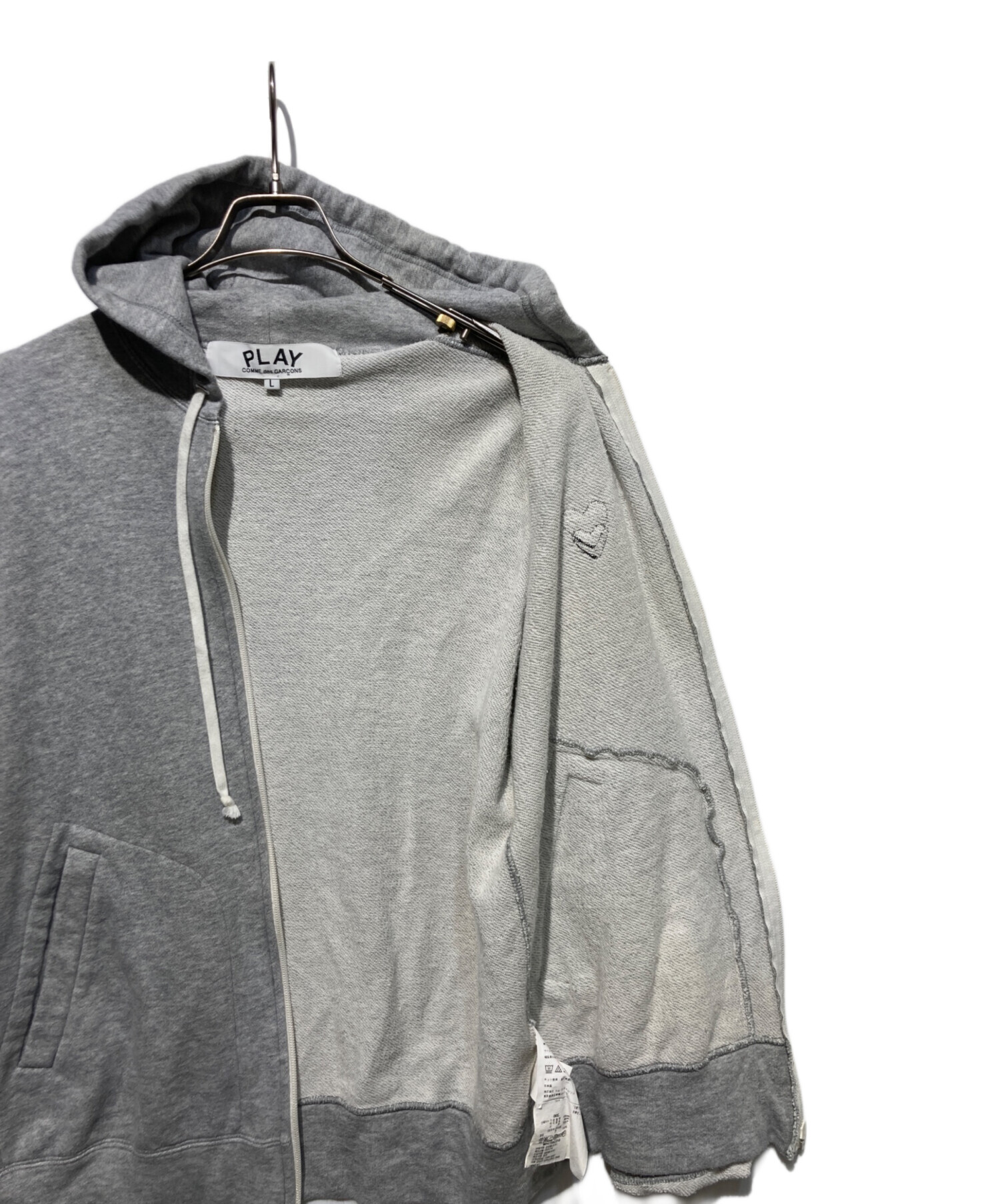 PLAY COMME des GARCONS ジップパーカー グレー M PLAY COMME des GARCONS(プレイコムデギャルソン) ZIP UP HOODIE