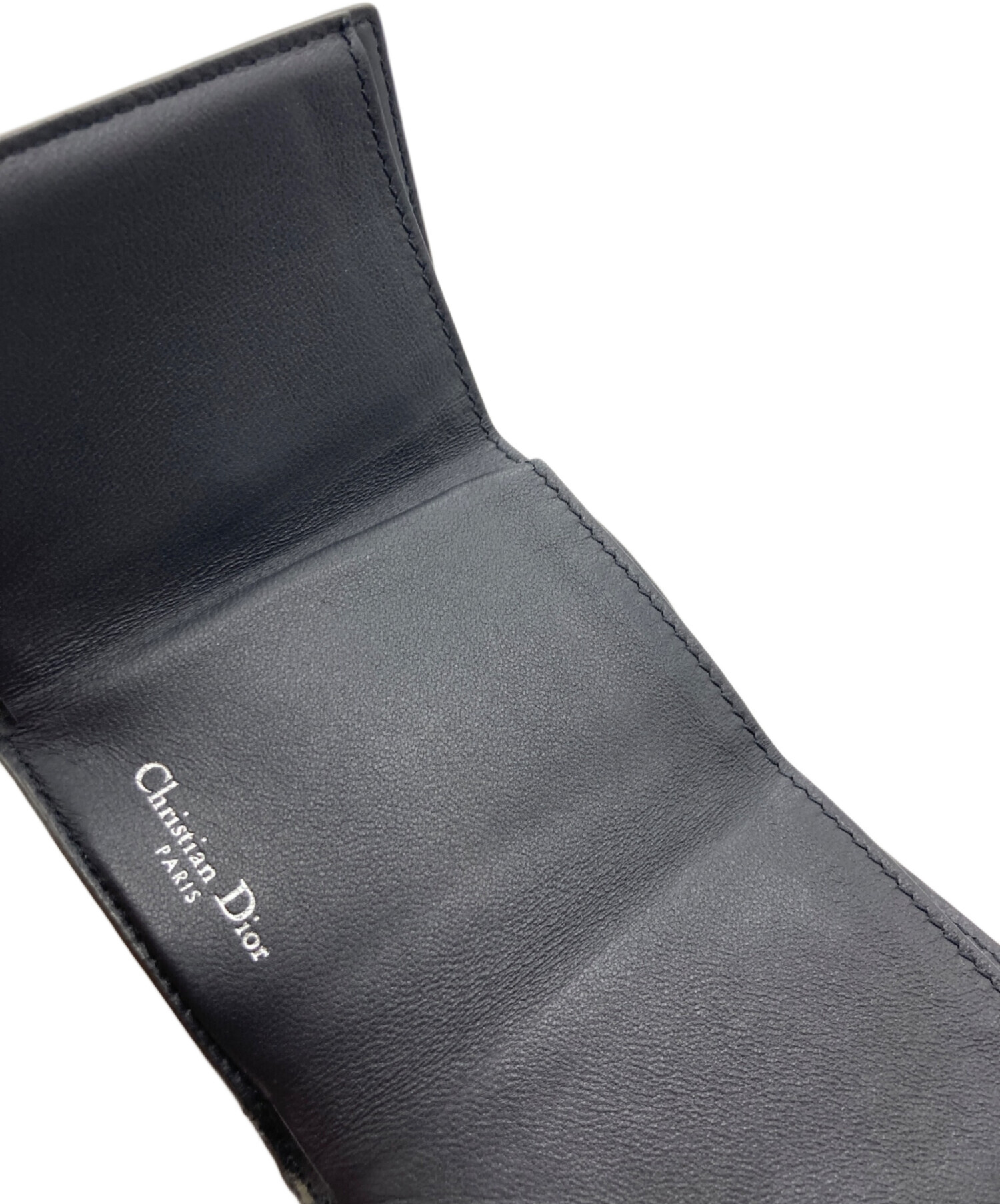 Christian Dior ディオール　ガラスレザー コンパクトウォレット 中古・古着通販】Christian Dior (クリスチャン ディオール