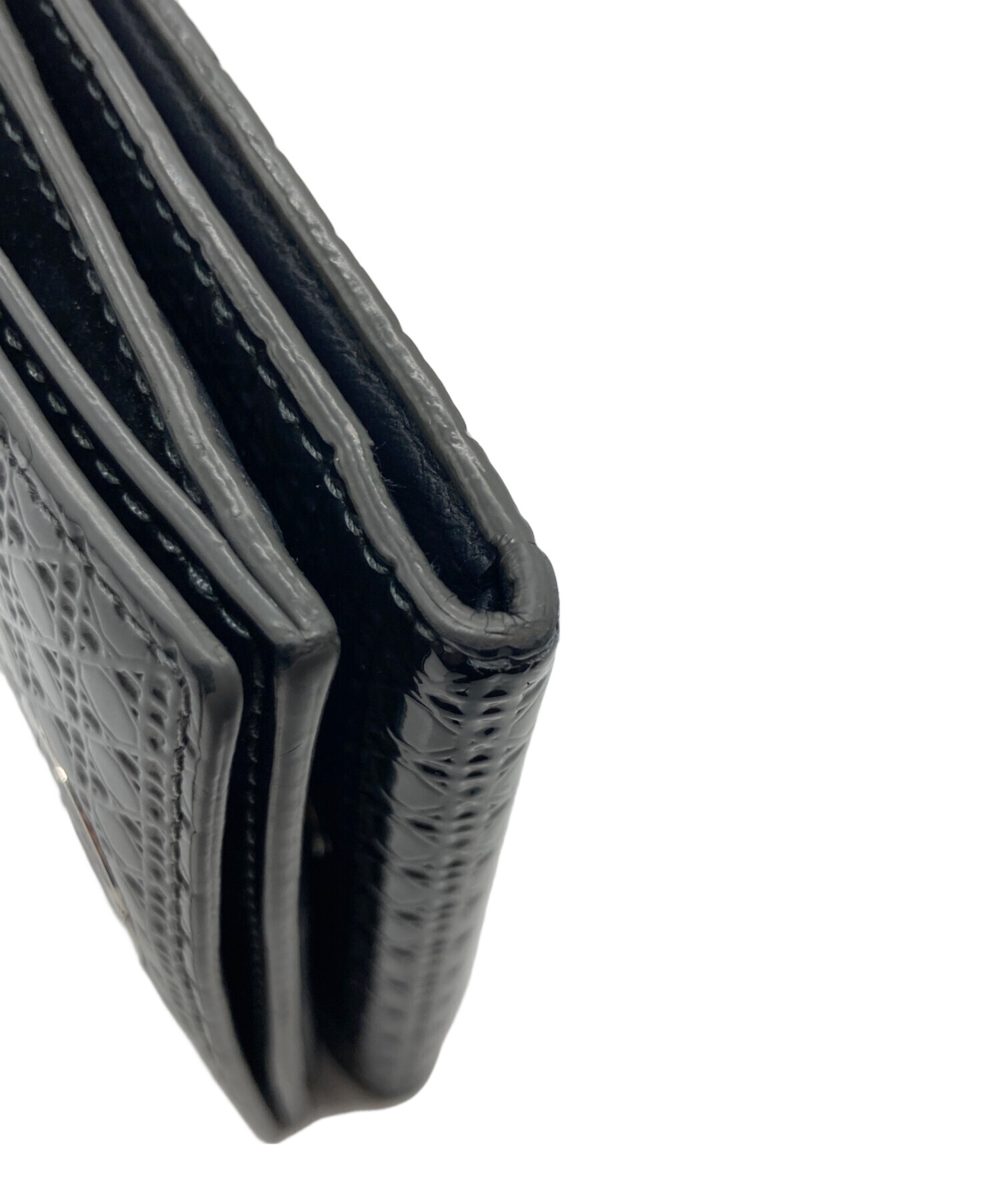 Christian Dior ディオール　ガラスレザー コンパクトウォレット 中古・古着通販】Christian Dior (クリスチャン ディオール