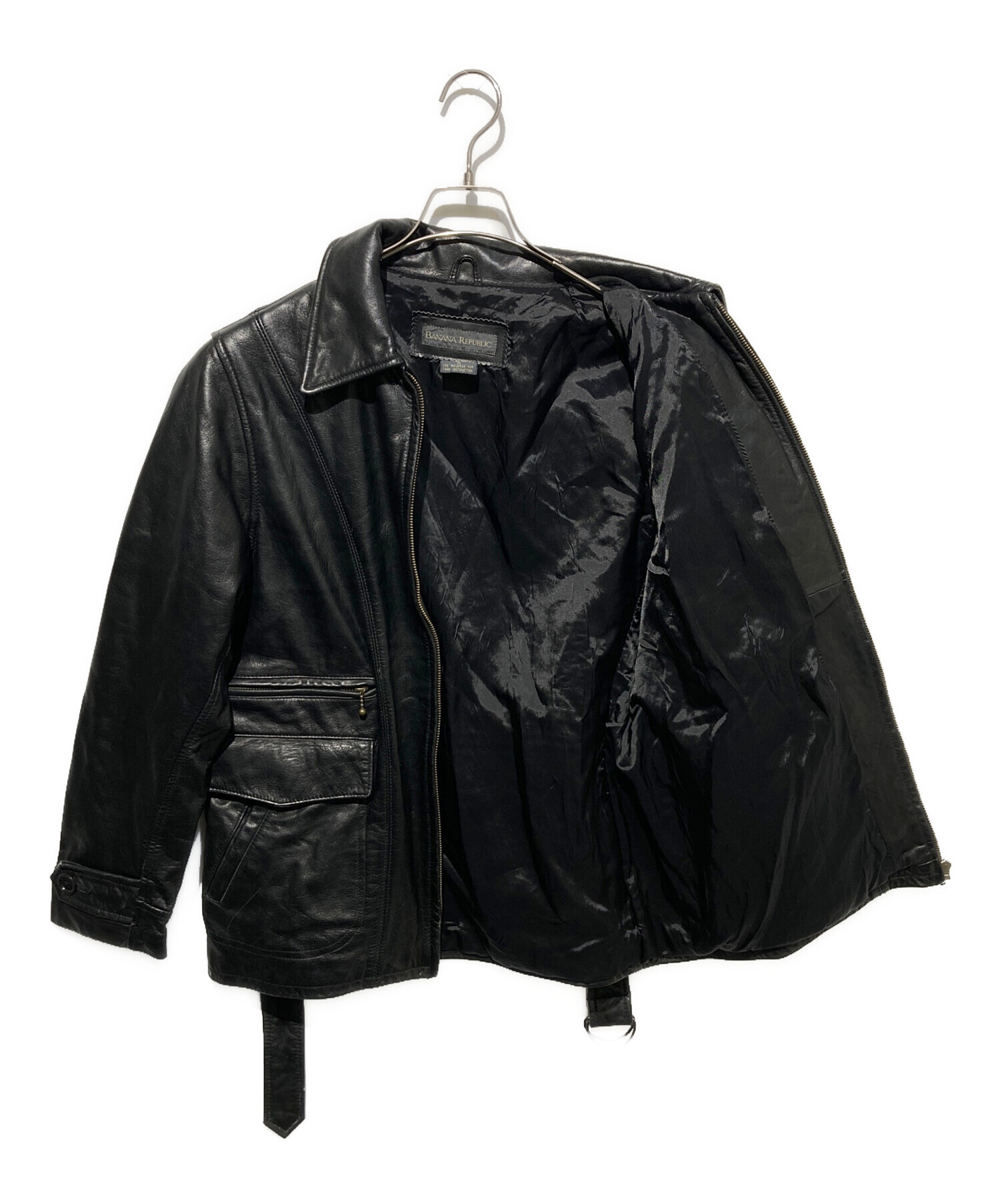 BANANA REPUBLIC ブラック レザージャケット XL BANANA REPUBLIC ブラック レザー ジャケット S