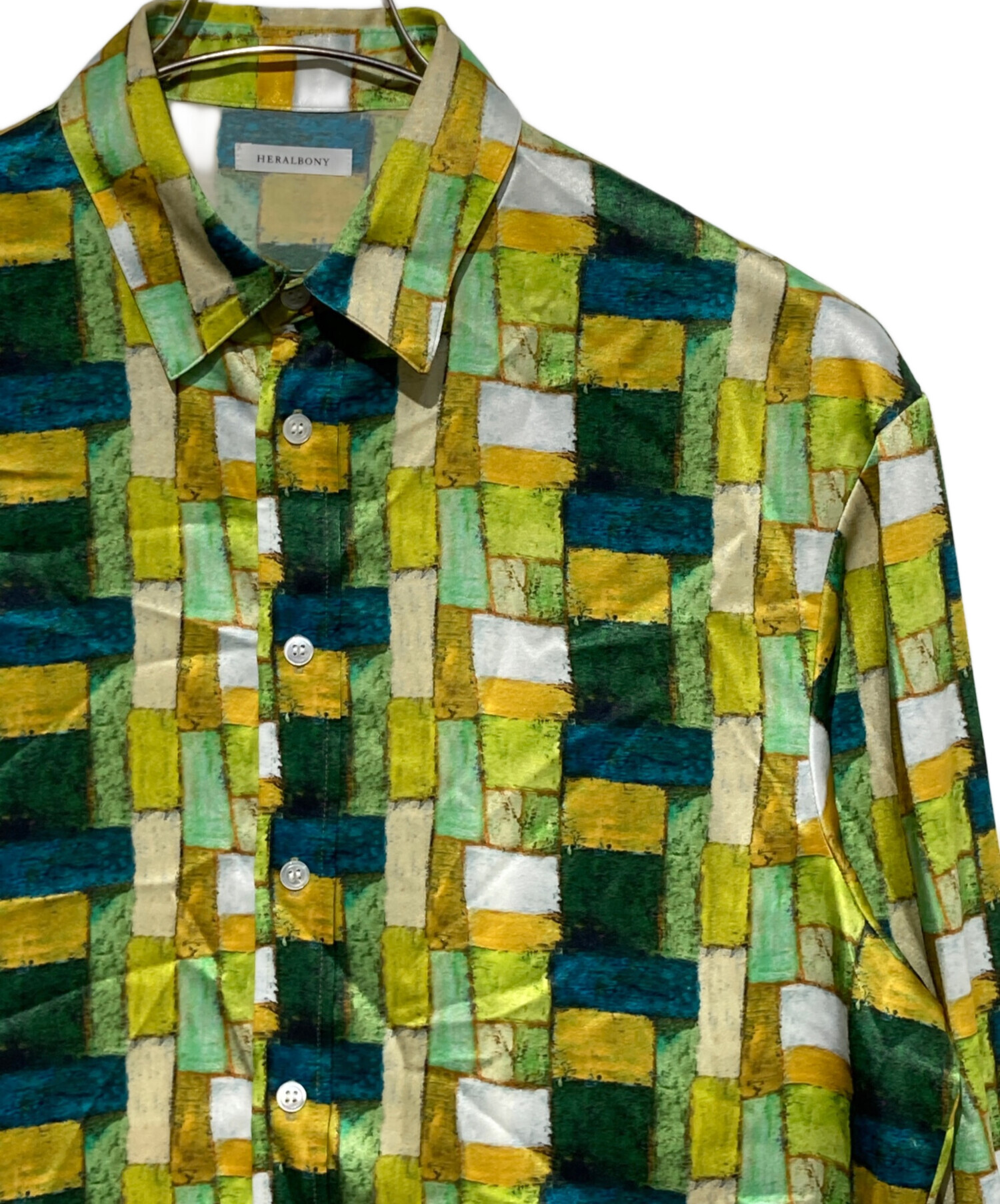 中古・古着通販】HERALBONY (ヘラルボニー) サテンシャツブラウス「緑