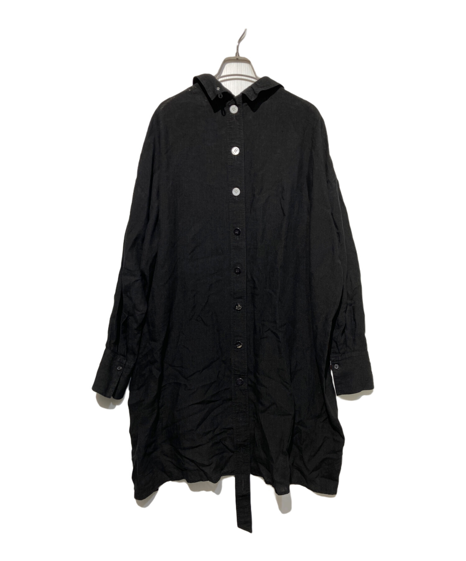 Yohji Yamamoto ヨージヤマモト　ブラック ロングシャツ サイズ2 中古・古着通販】YOHJI YAMAMOTO (ヨウジヤマモト) リネンロングシャツ
