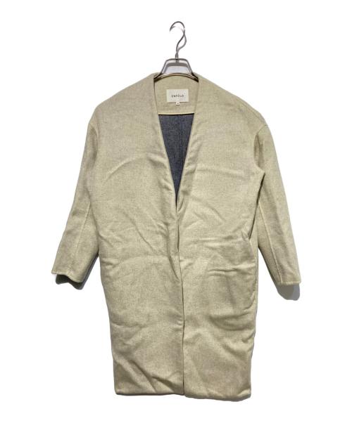 【ほぼ未使用】エンフォルド　トップリバーノーカラーコート　ベージュ 身長別比較！！今買うべきはENFOLD(エンフォルド)のノーカラー
