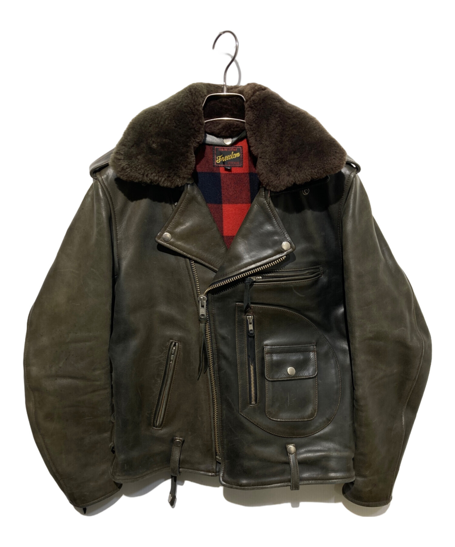 Freeclomフリークロム シングルライダーズジャケット 40 レザー 中古・古着通販】freeclom (フリークロム) レザーライダースジャケット