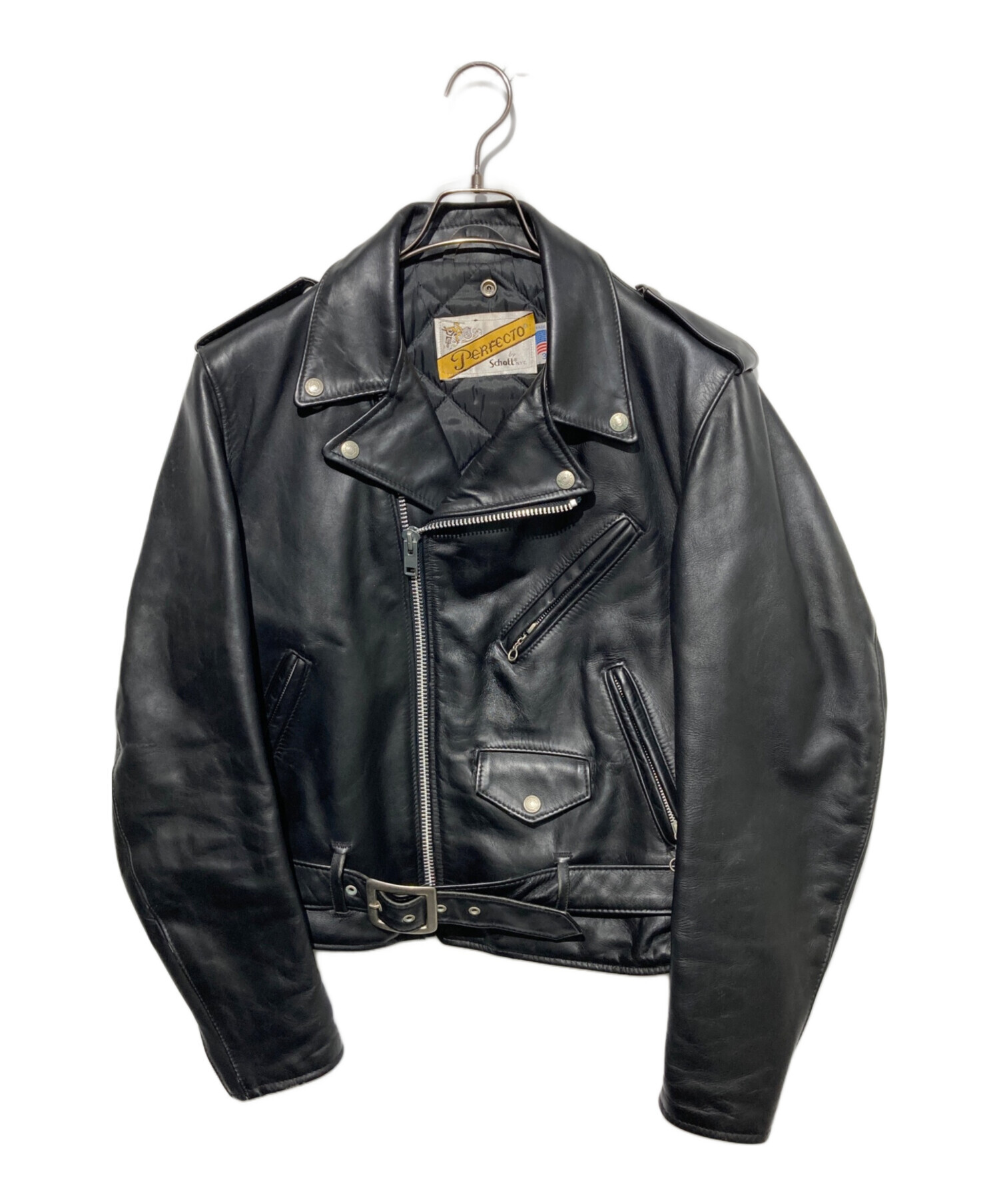 Schott ダブルライダースジャケット 38サイズ 中古・古着通販】Schott (ショット) レザーダブルライダースジャケット