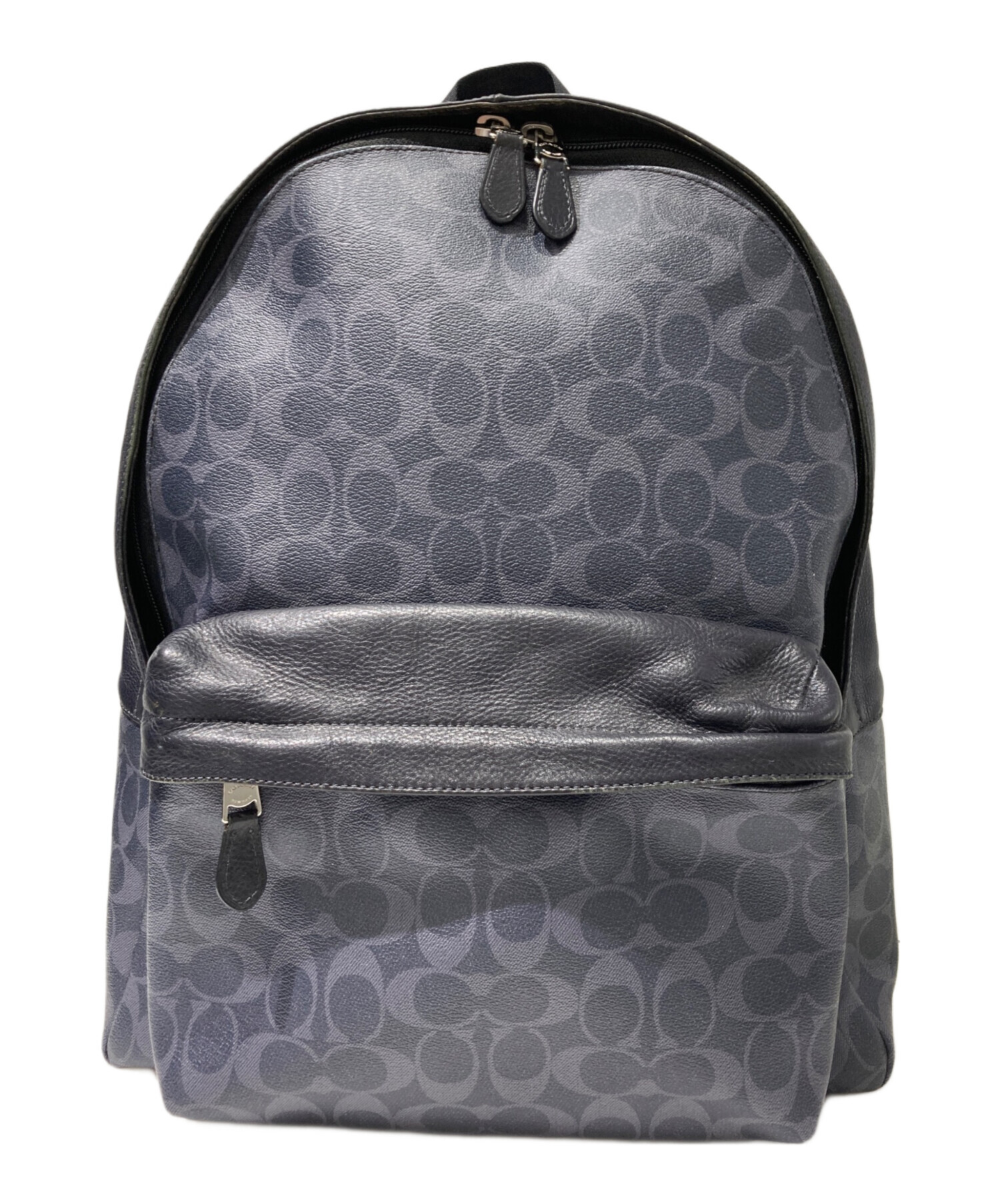 コーチ シグネーチャー　 ネイビー リュック 中古・古着通販】COACH (コーチ) シグネチャーリュック ネイビー