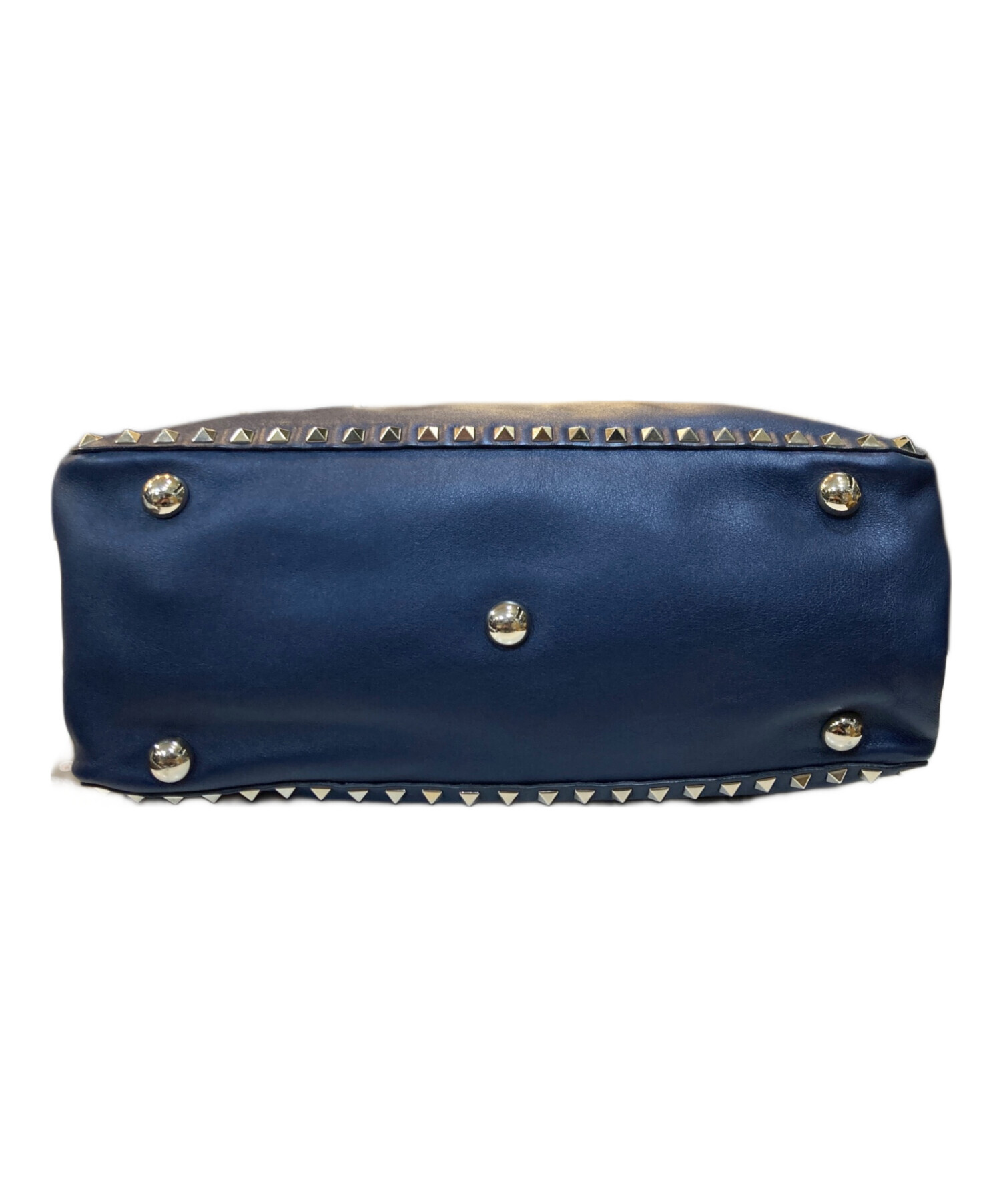 VALENTINO スタッズ トートバッグ ネイビー×ホワイト 中古・古着通販】VALENTINO (ヴァレンティノ) 2WAY ロックスタッズ