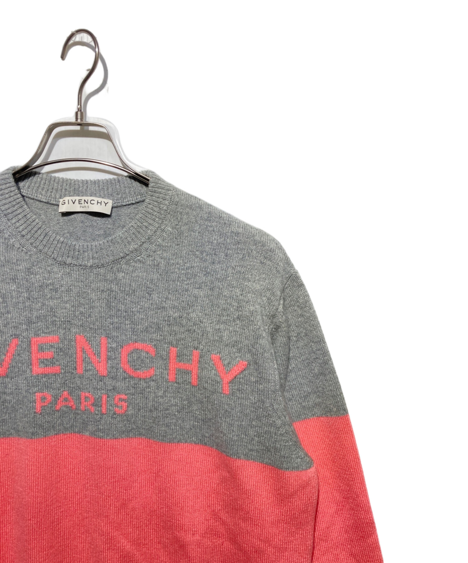 中古・古着通販】GIVENCHY (ジバンシィ) カシミヤニット グレー×ピンク