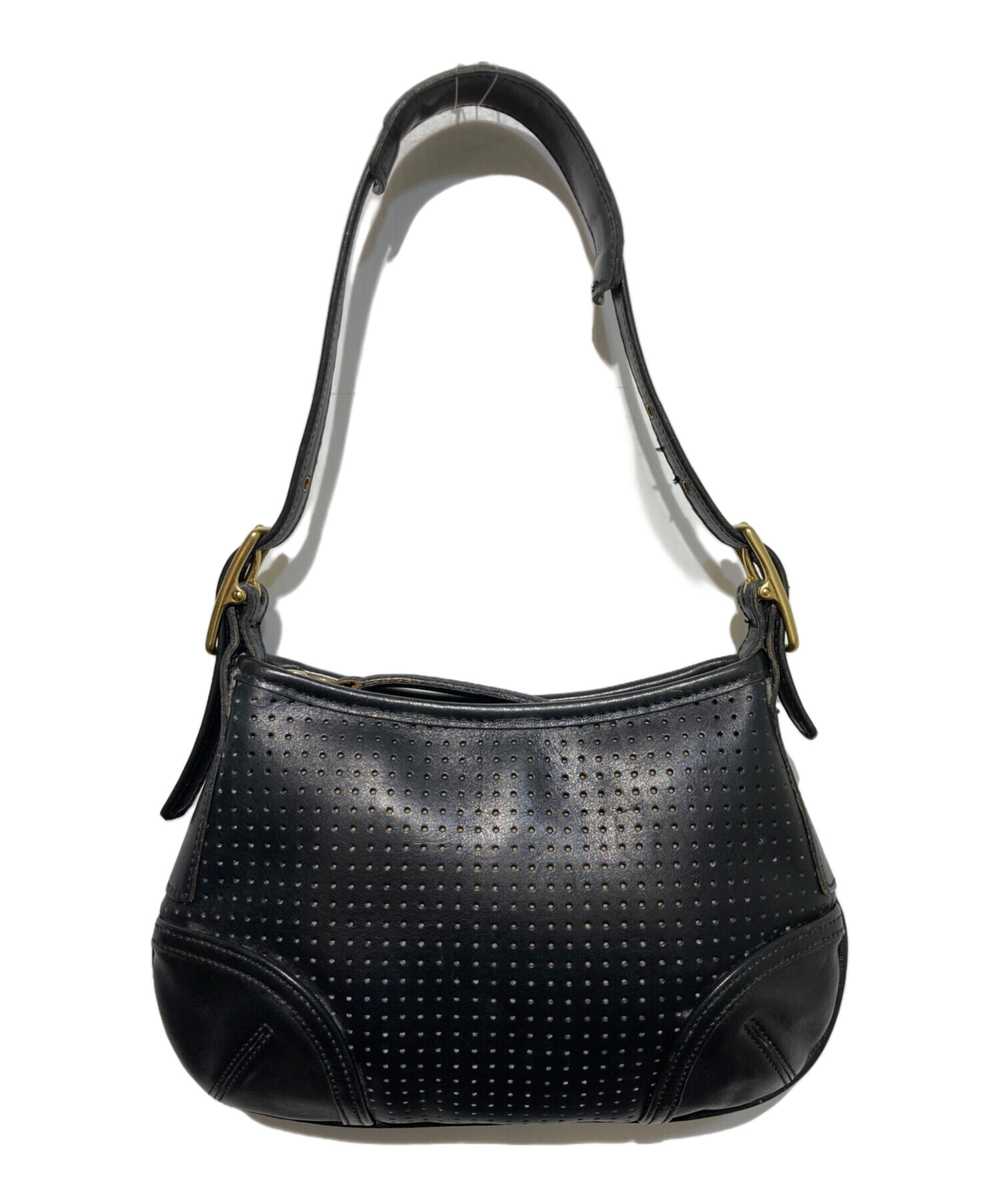 COACH パンチング ロゴ ショルダーバッグ トートバッグ レザー　A4可 中古・古着通販】COACH (コーチ) パンチングレザーワンショルダー