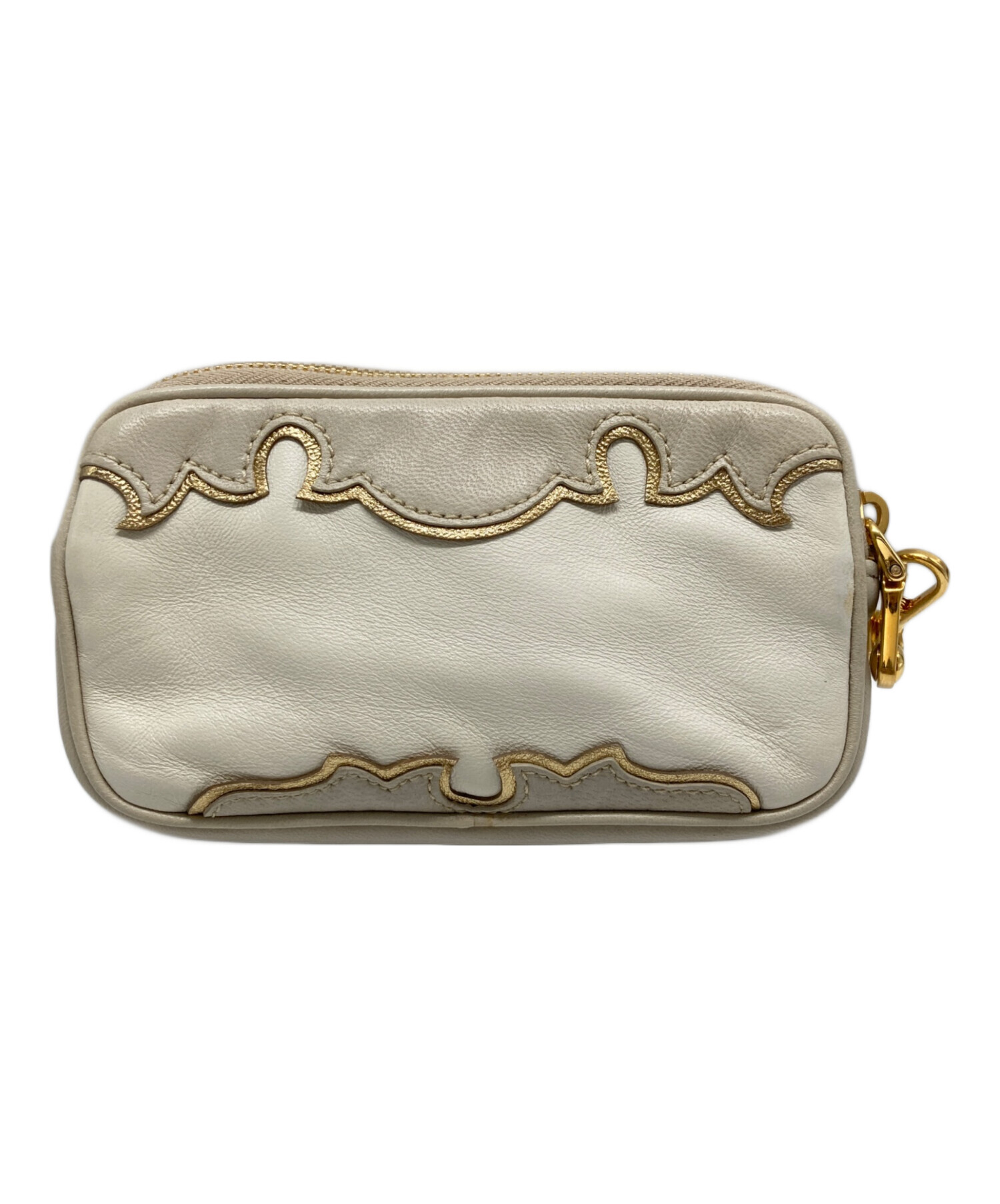 中古・古着通販】MIU MIU (ミュウミュウ) レザーポーチ ベージュ