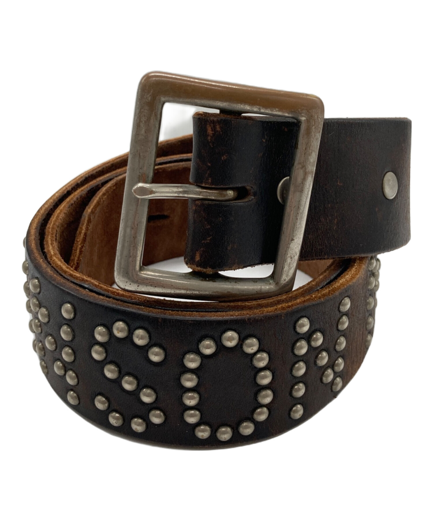 HTC スタッズ　ベルト　34 中古・古着通販】htc (エイチティーシー) スタッズベルト ブラウン