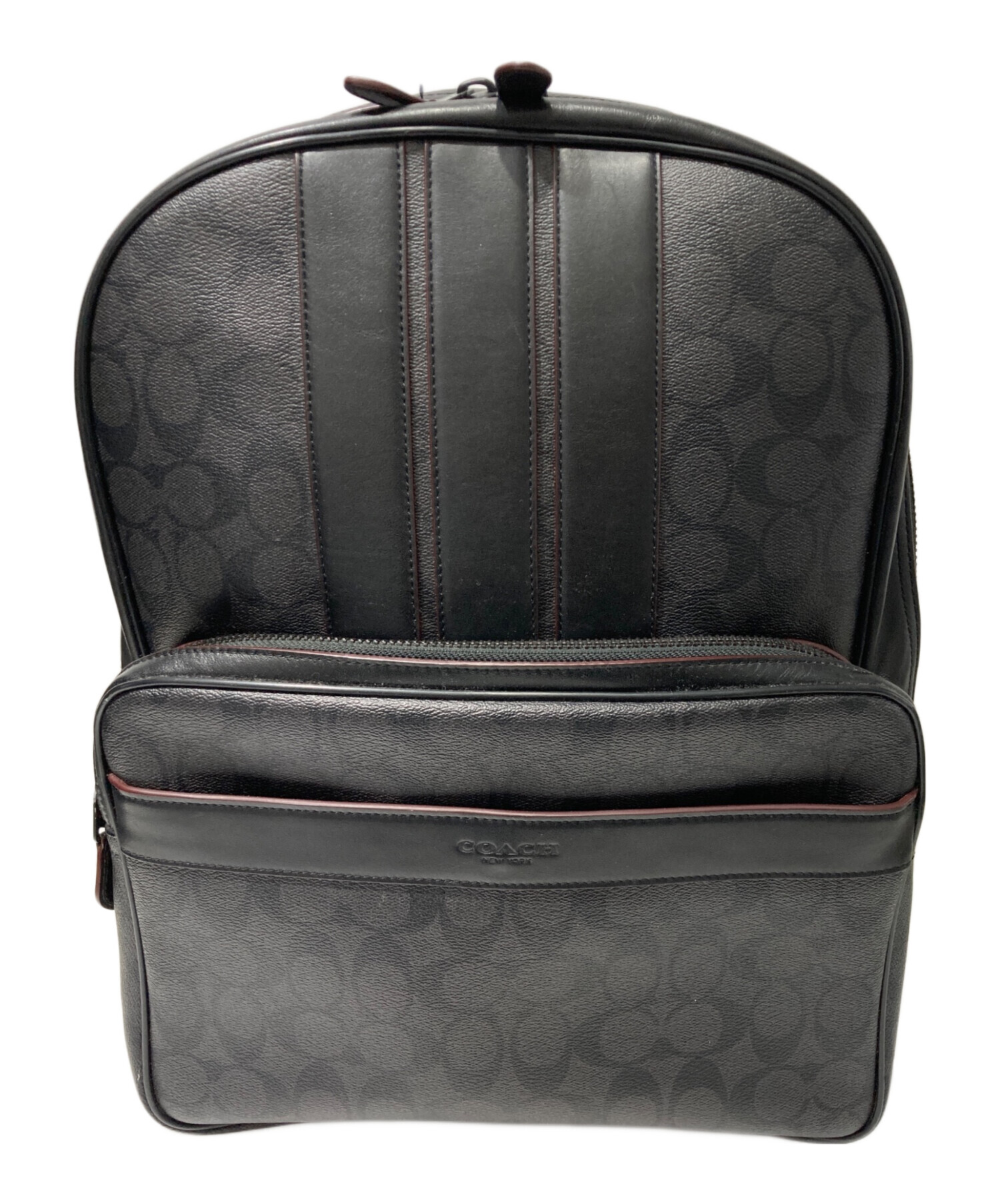 コーチ　リュック　ブラック 中古・古着通販】COACH (コーチ) シグネチャーリュック ブラック