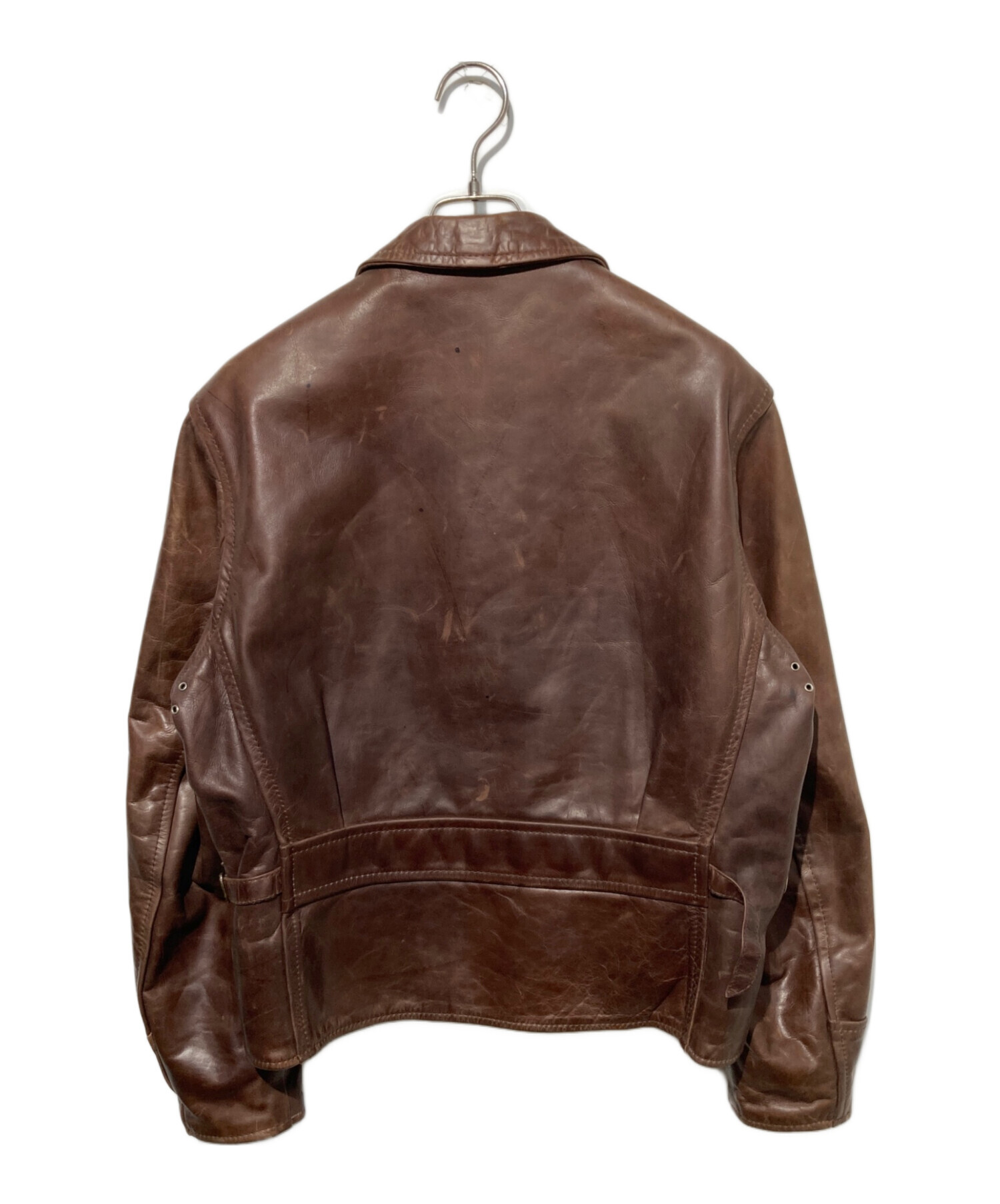 ★美品★ AERO LEATHER エアロレザーブラウン レザージャケット 38 中古・古着通販】Aero LEATHER (エアロレザー) HALF BELT シープレザー
