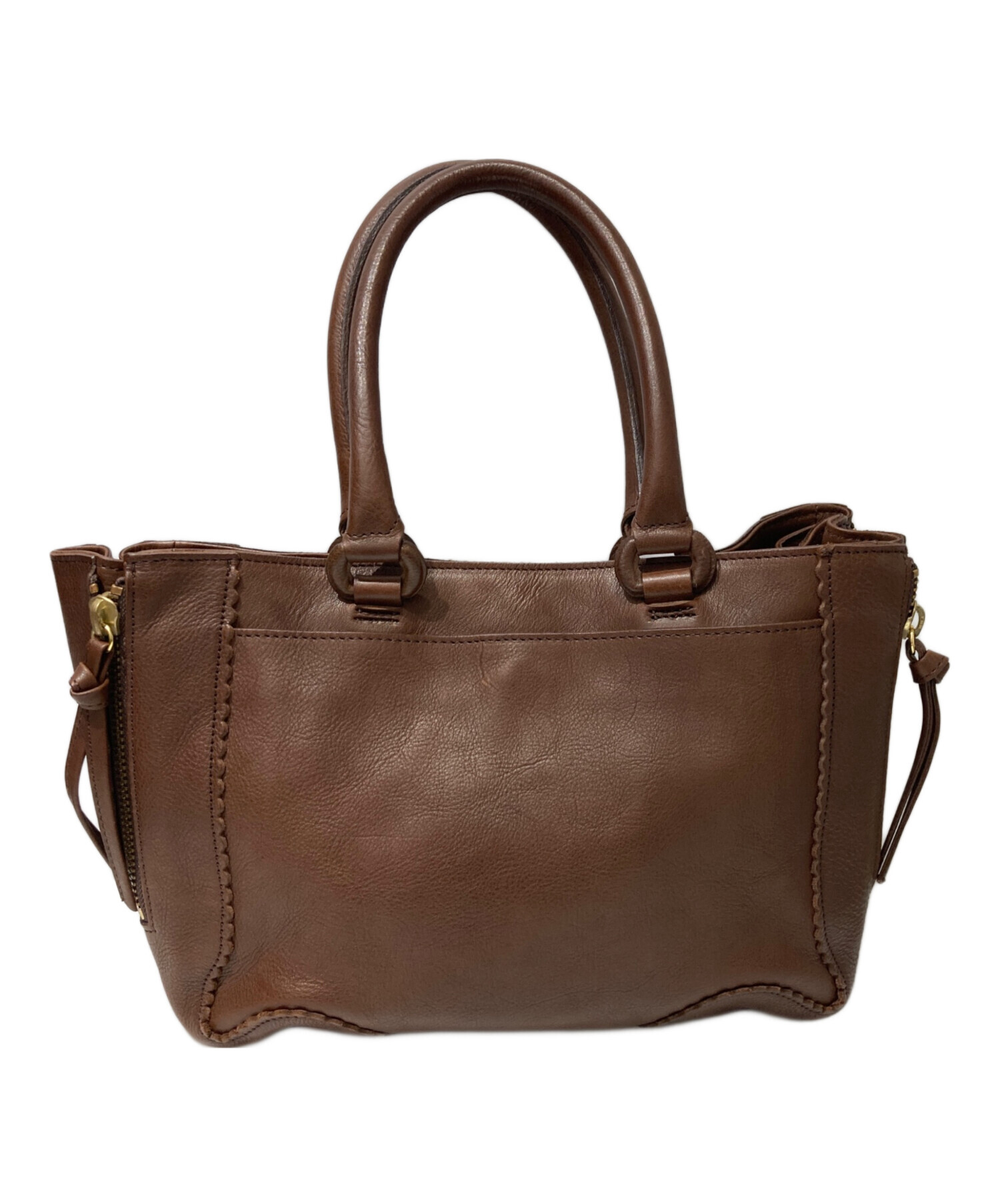 【美品】ヴィヴィアン レザー ハンドバッグ オーブ ブラウン 元袋付き 中古・古着通販】Vivienne Westwood (ヴィヴィアンウエストウッド