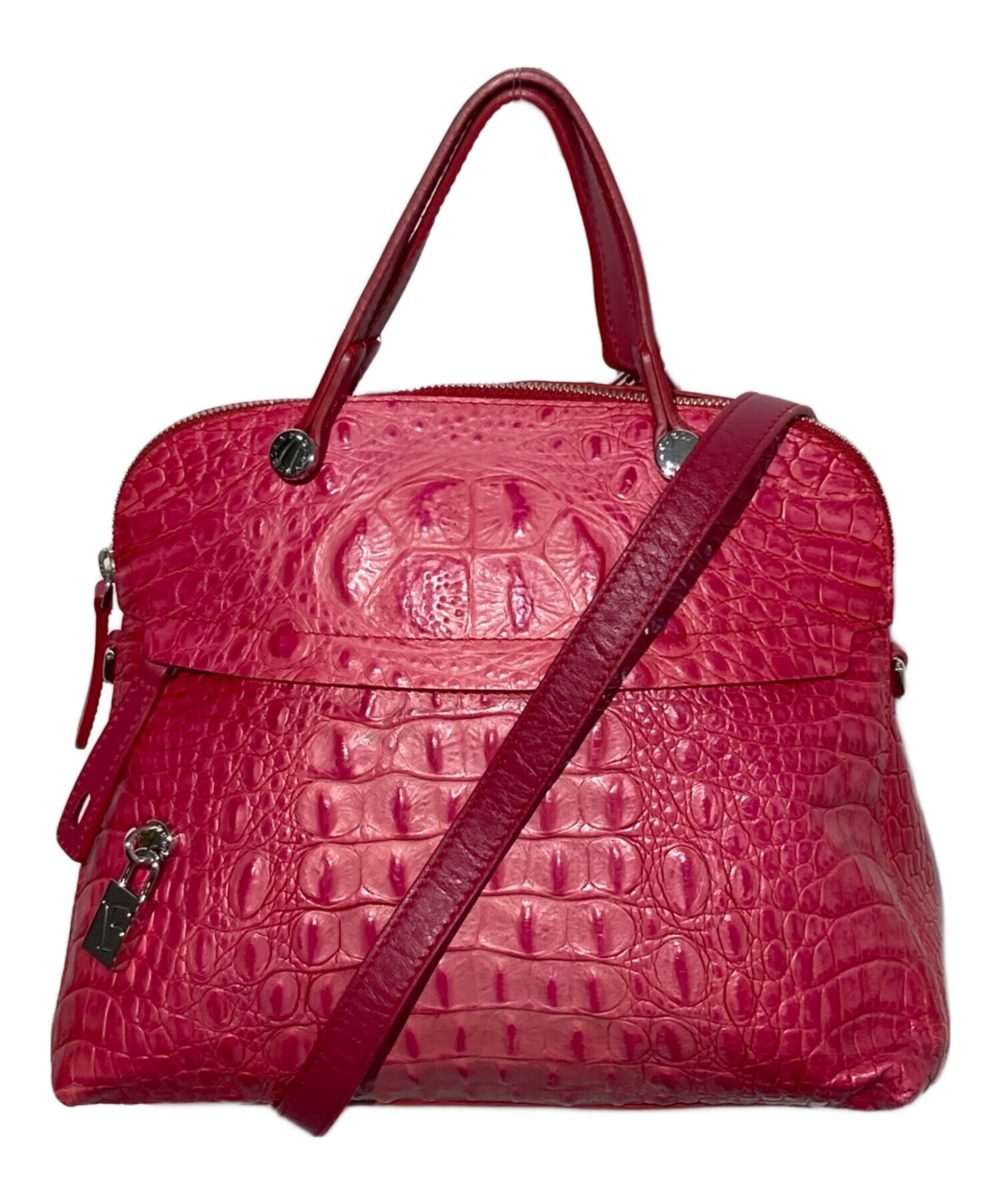 中古・古着通販】FURLA (フルラ) PIPER 型押し2WAYバッグ ピンク