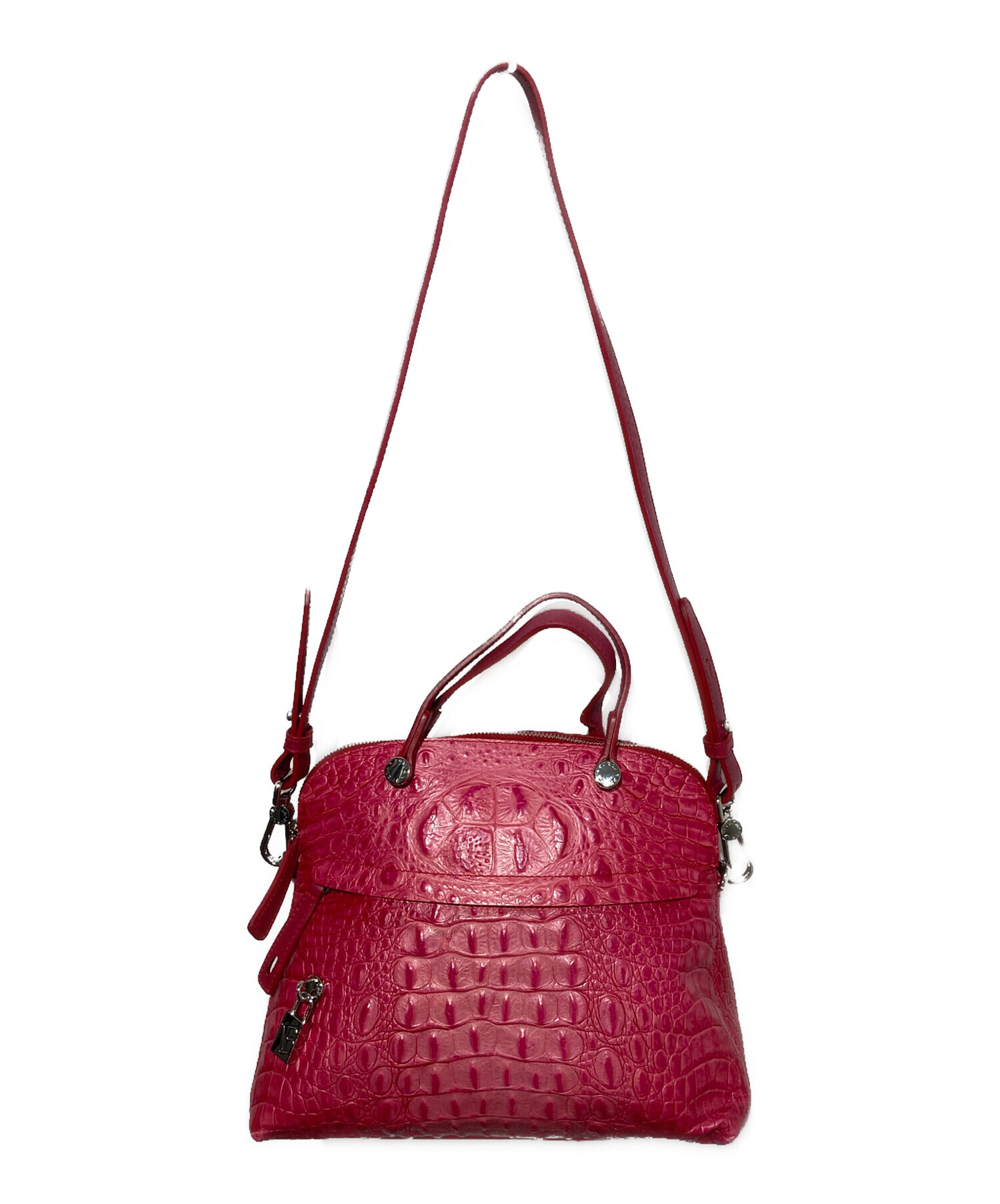 中古・古着通販】FURLA (フルラ) PIPER 型押し2WAYバッグ ピンク