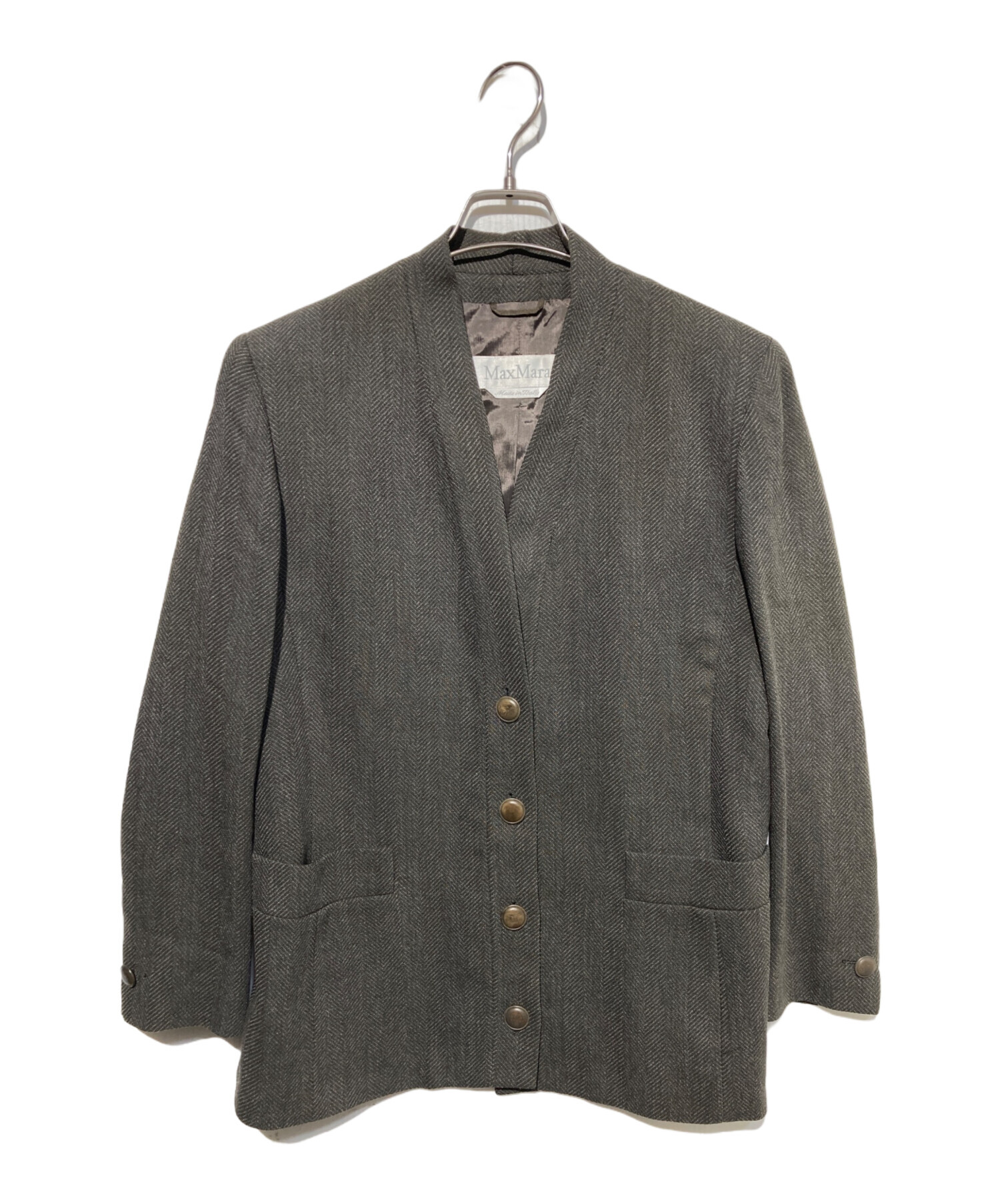 マックスマーラ ノーカラージャケット フォーマル Lサイズ 中古・古着通販】MaxMara (マックスマーラ) ノーカラージャケット