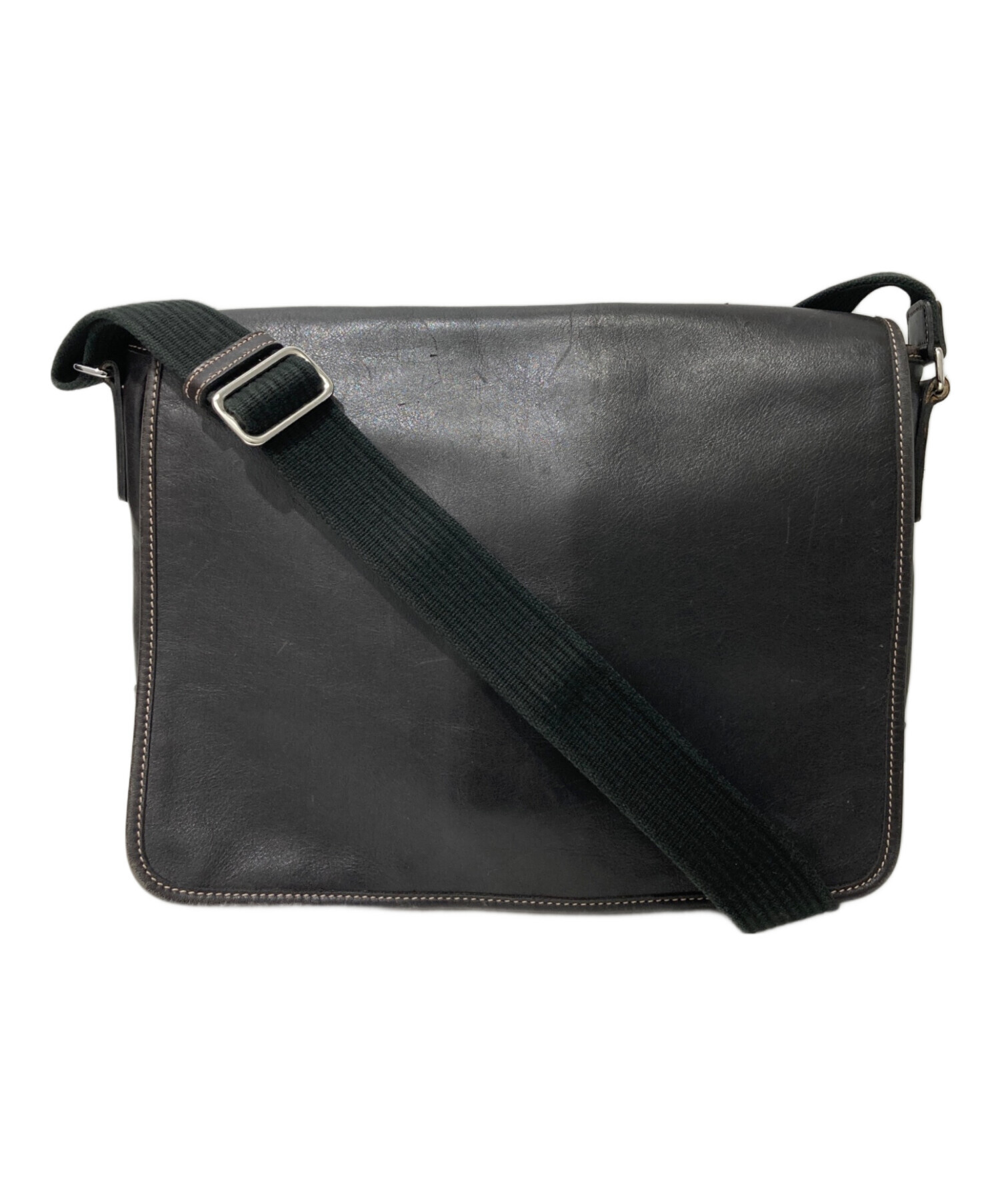 Coach 黒 レザー ショルダーバッグ 中古・古着通販】COACH (コーチ) レザーショルダーバッグ ブラック