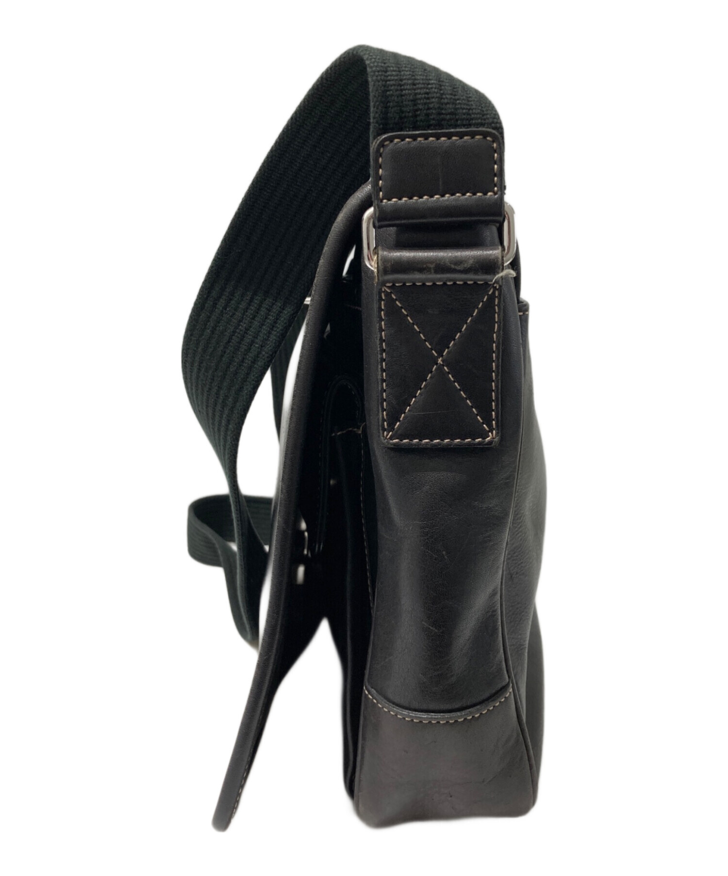 中古・古着通販】COACH (コーチ) レザーショルダーバッグ ブラック