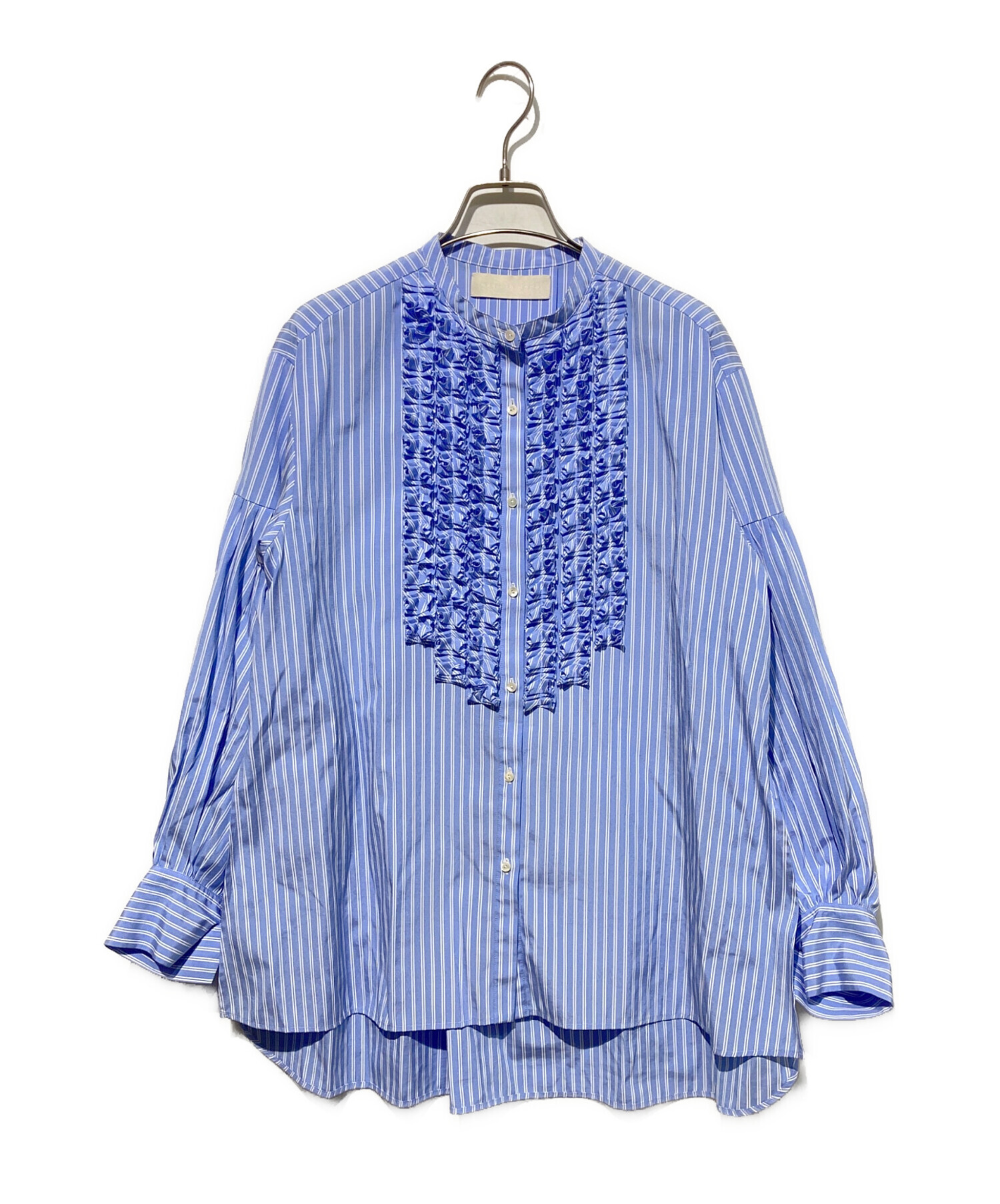 値下げMarilyn Moon タックフリルストライプブラウス 中古・古着通販】MARILYN MOON (マリリンムーン) タックフリル
