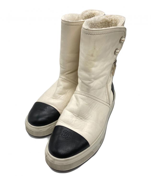 中古・古着通販】CHANEL (シャネル) ムートンブーツ ホワイト サイズ