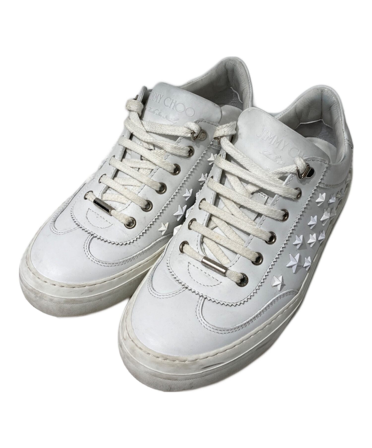 Jimmy Choo ホワイト スニーカー　スタースタッズ 中古・古着通販】JIMMY CHOO (ジミーチュウ) スタースタッズスニーカー