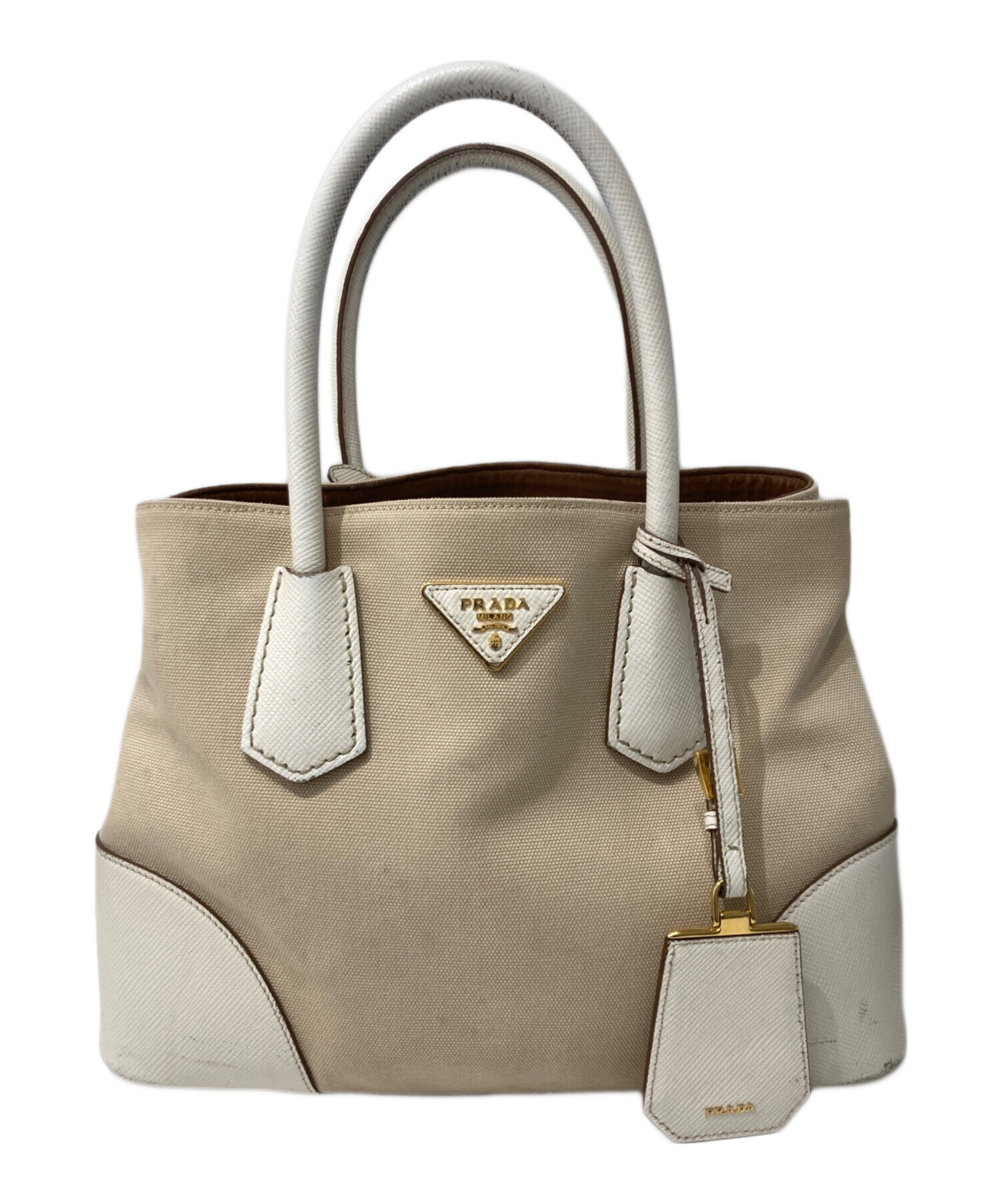 中古・古着通販】PRADA (プラダ) サフィアーノキャンバスハンドバッグ