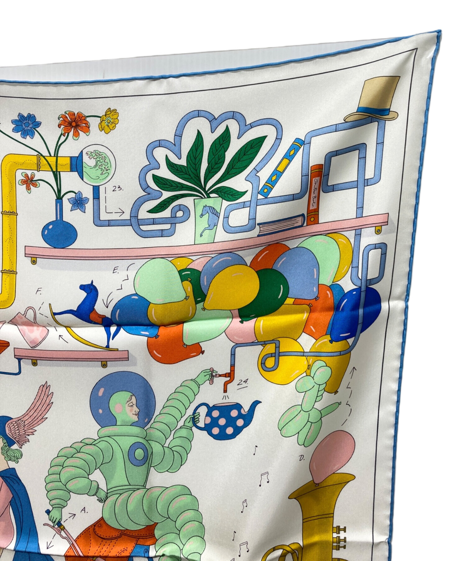 中古・古着通販】HERMES (エルメス) カレ90 シルクスカーフ ホワイト