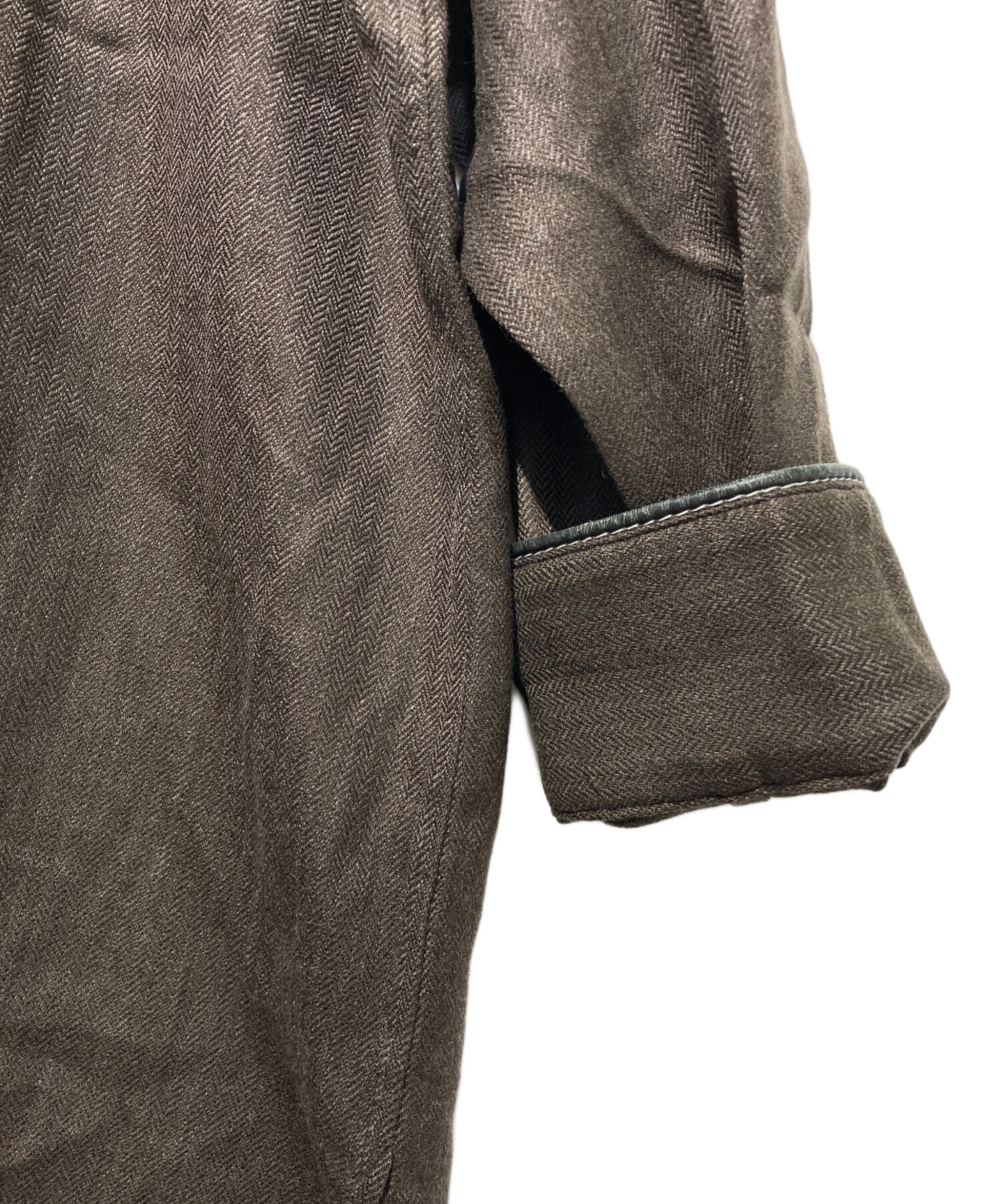 中古・古着通販】HERMES (エルメス) レザーパイピングウールシャツ