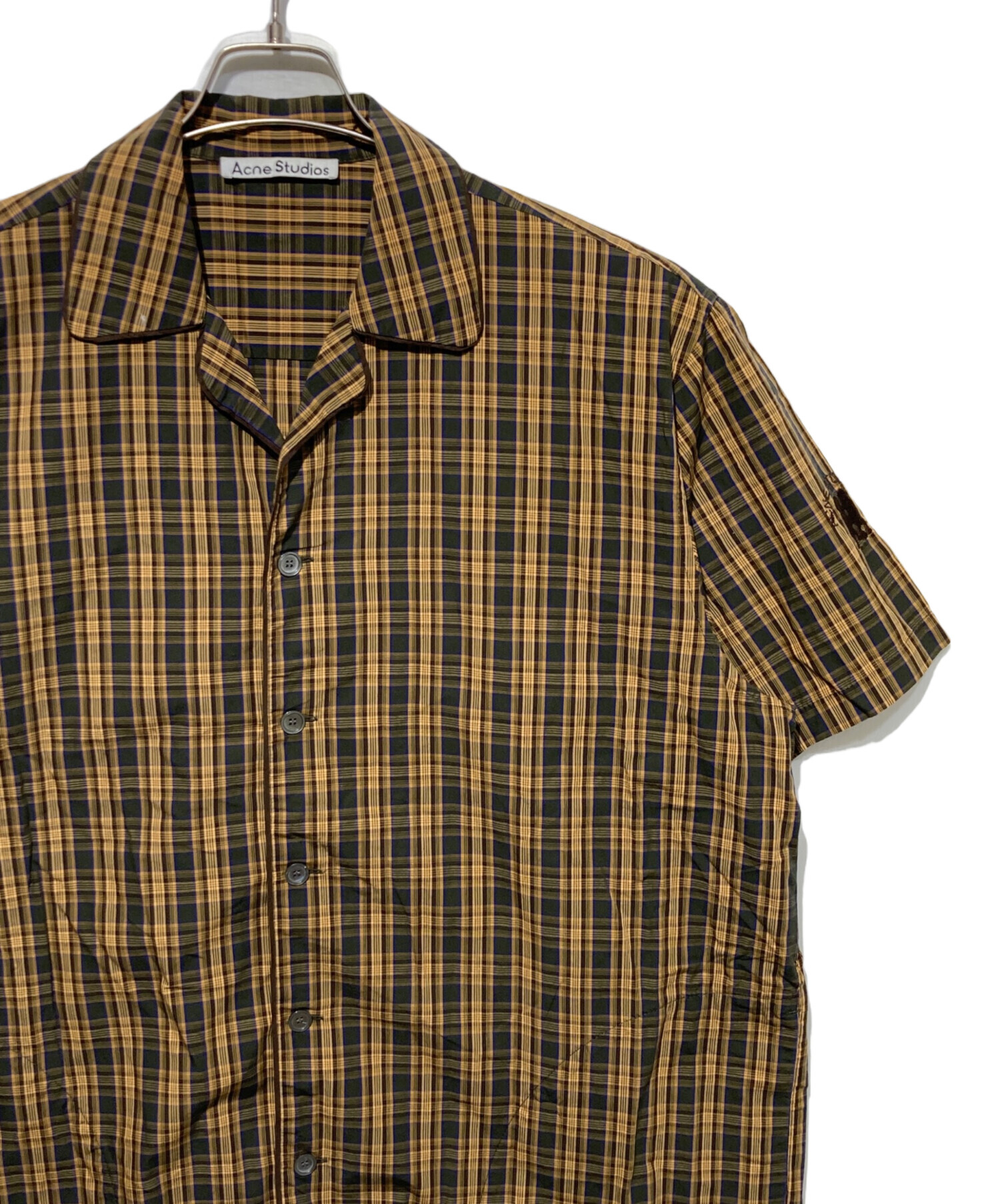 Acne Studios リネンチェックシャツ ミントブラウン 46 中古・古着通販】ACNE STUDIOS (アクネ ストゥディオズ) チェック