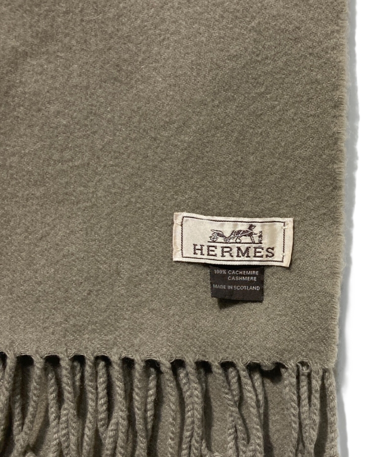 HERMÈS カシミヤマフラー　ベージュ 中古・古着通販】HERMES (エルメス) カシミヤマフラー ベージュ