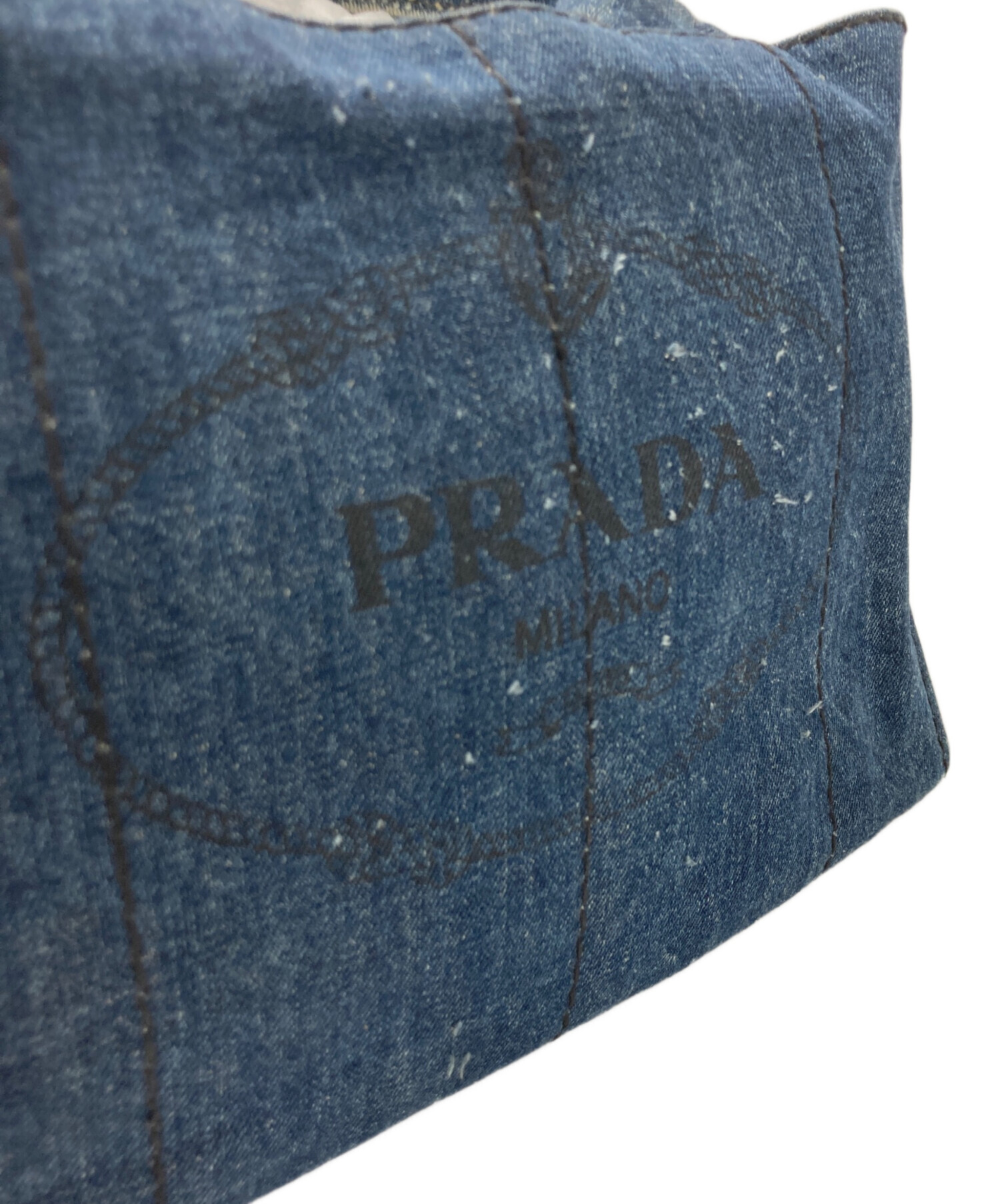 ⬛︎ PRADA プラダ カナパ　トートバッグ デニム インディゴ 中古・古着通販】PRADA (プラダ) カナパ デニムトートバッグ