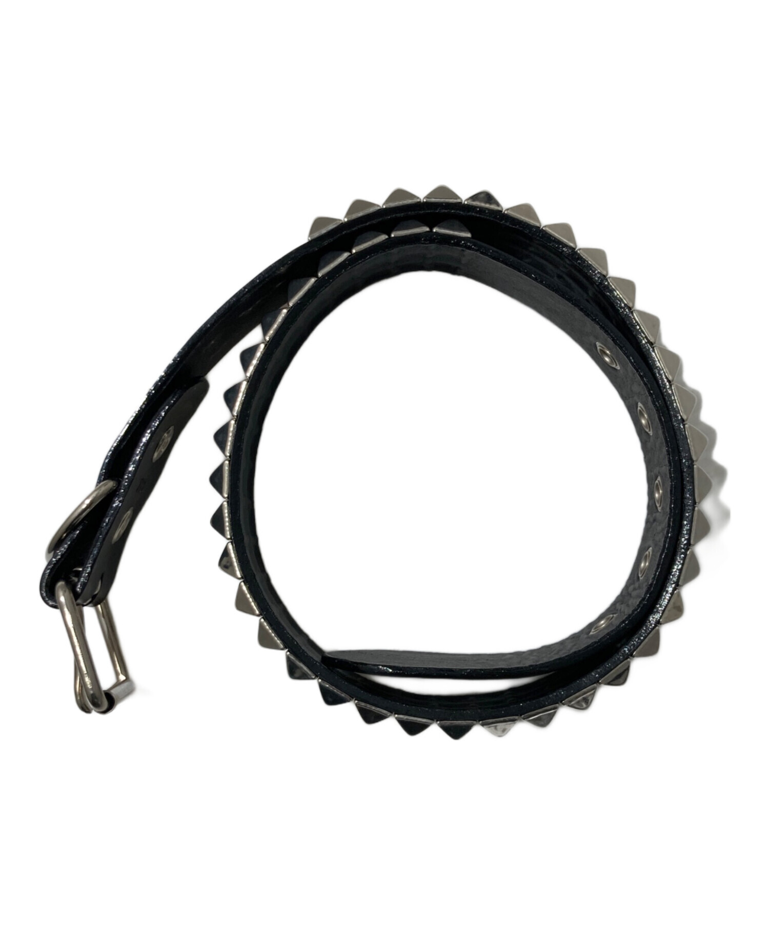 中古・古着通販】666 (666) 3連ピラミッドスタッズベルト ブラック