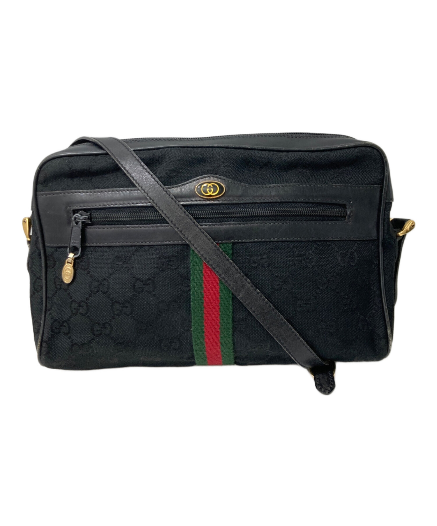 中古・古着通販】GUCCI (グッチ) レザーキャンバスショルダーバッグ