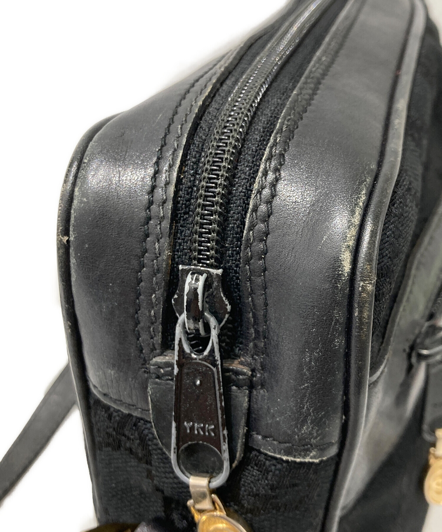 中古・古着通販】GUCCI (グッチ) レザーキャンバスショルダーバッグ
