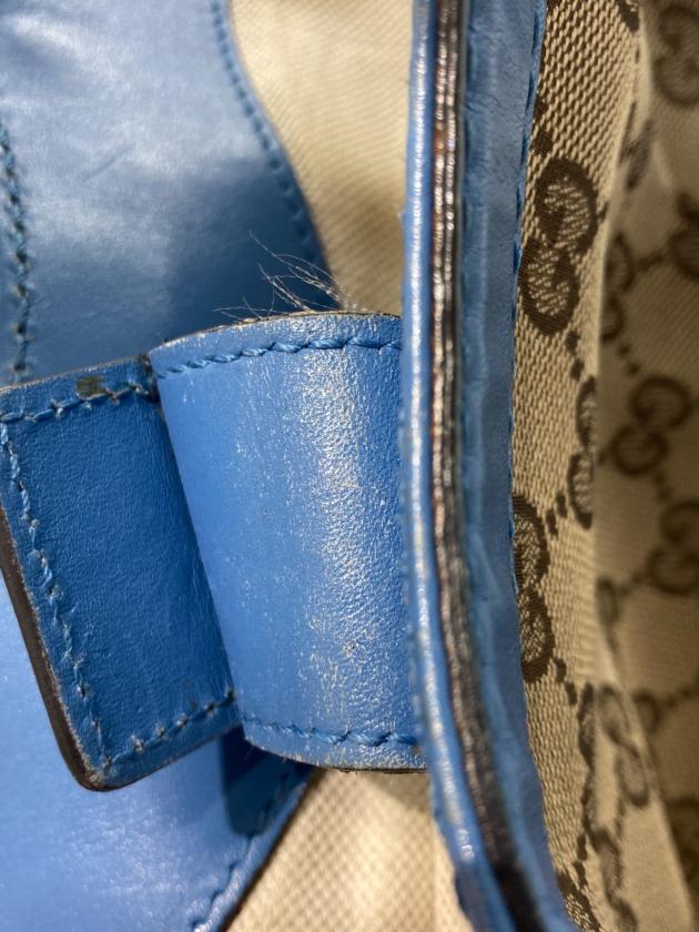 希少❗️グッチ GUCCIトートバッグ GGキャンバス レザー 水色 ゴールド 中古・古着通販】GUCCI (グッチ) スーキーGGキャンバストートバッグ