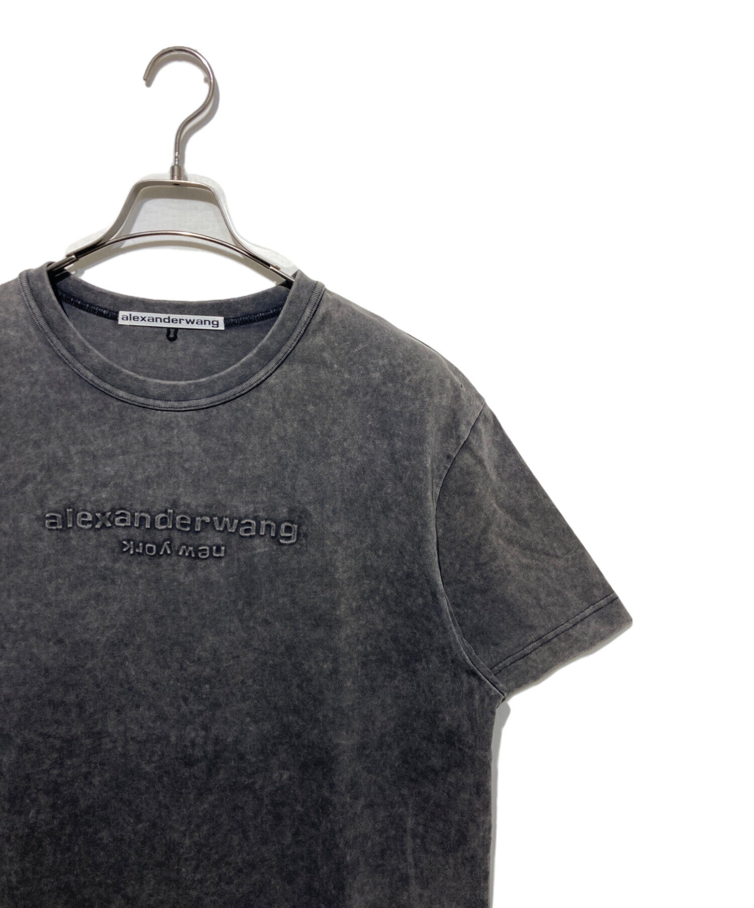 美品 25SS Alexander Wang アレキサンダーワン EMBOSSED LOGO T-SHIRT エンボスロゴ Tシャツ 1CC1251991 XSサイズ ブラック レディース 古着 中古 USED Alexander Wang - 美品 25SS Alexander Wang アレキサンダーワン