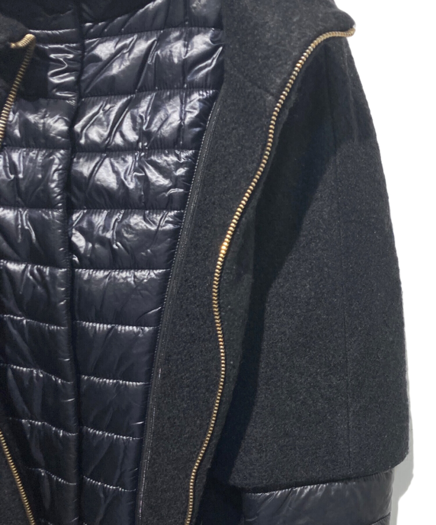 【HERNO】ウール×ダウンジャケット レイヤードコート 中古・古着通販】HERNO (ヘルノ) レイヤードコート ブラック サイズ:44
